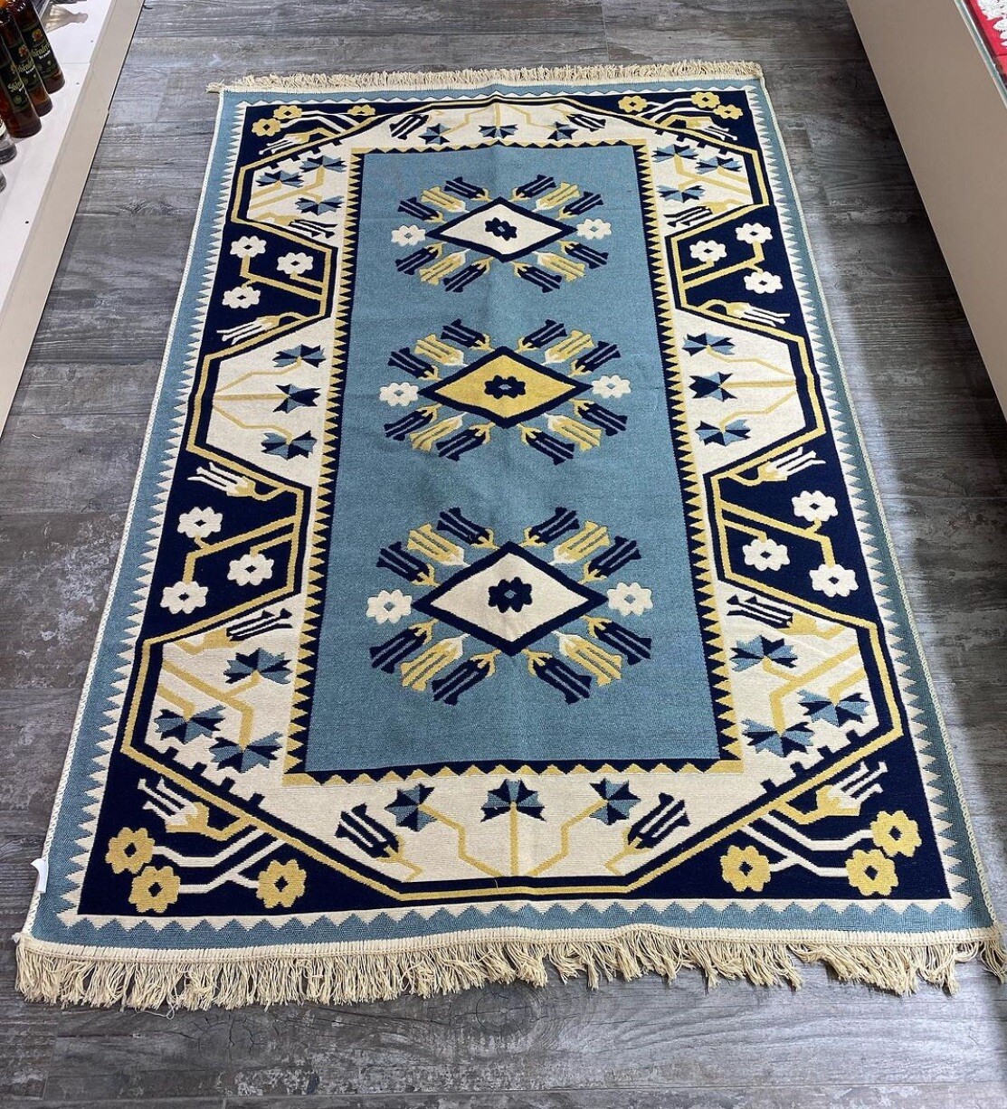 NEW ALBANIA KOSOVA ARTISAN KILIM CARPET RUG-MULTICOLOR-COTTON-120 CM X 180 CM
