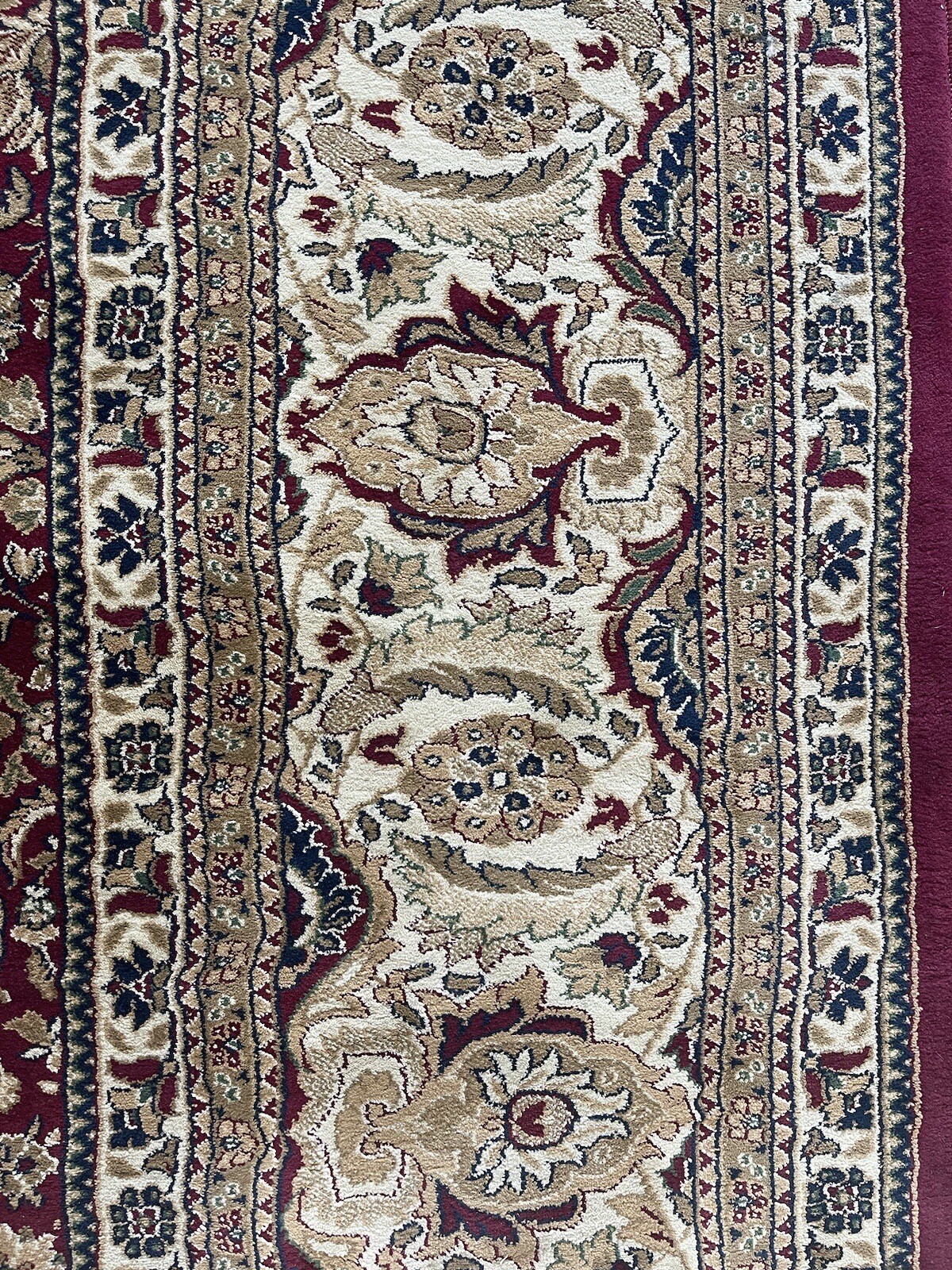 9.2’ X 12×7’ Red Ivory Tan Blue Floral Area Rug Thick Pile Stain Resistant