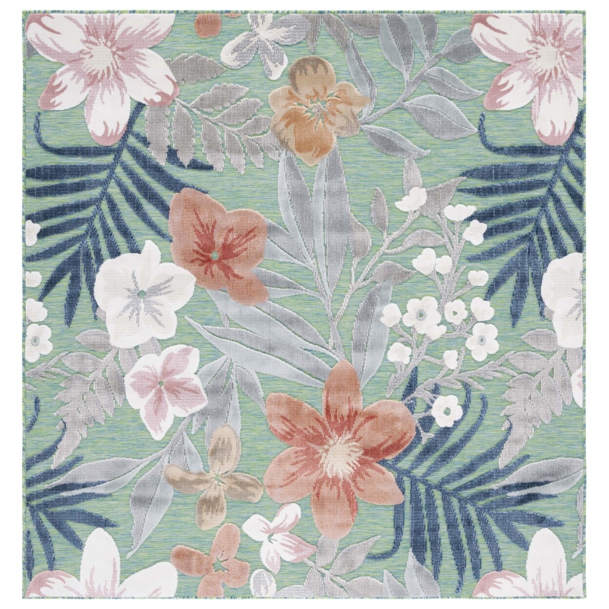 SAFAVIEH Outdoor CBN454Y Cabana Collection Green / Rust Rug