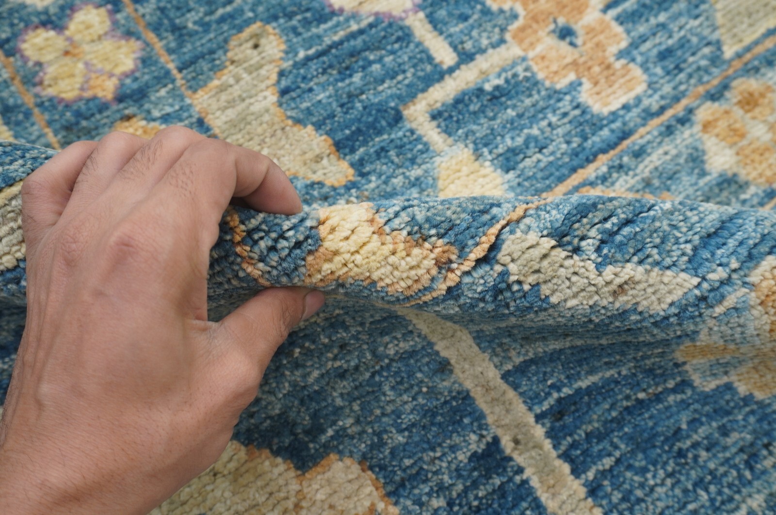 10 x 14 ft Muted Blue Turkish Oushak Hand Knotted Wool Area Rug 9’10″x13’4″
