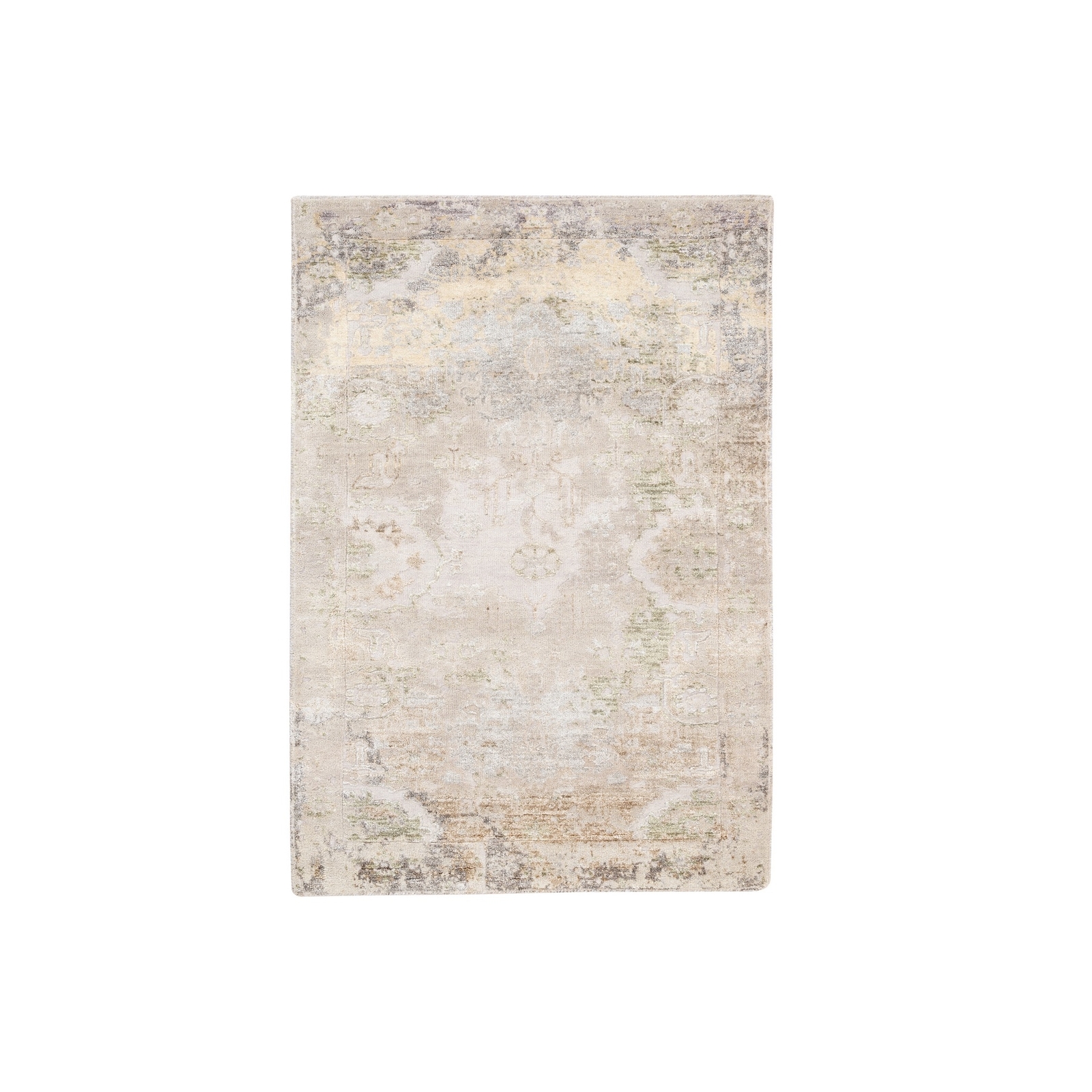 3’x5′ Hand Knotted Beige Modern Wool And Silk Oriental Rug R62431