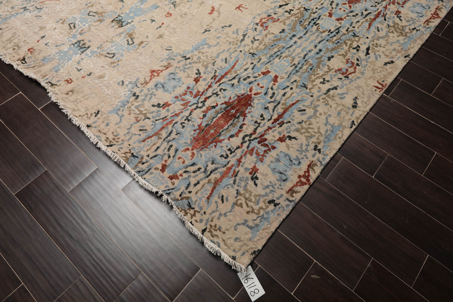 9×12 Beige Hand Knotted Modern Sherpa Wool and Silk Oriental Area Rug