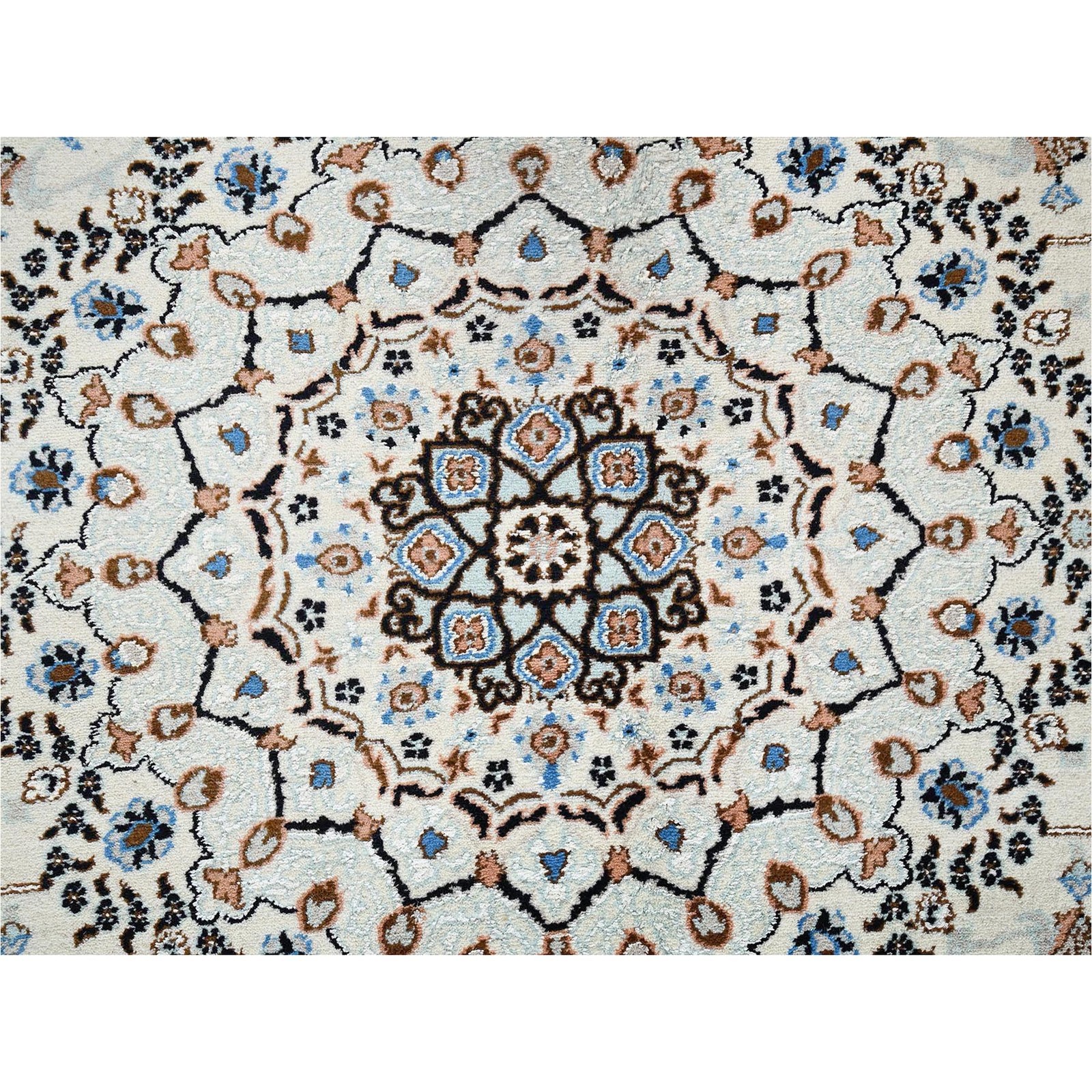 8’x10’1″ Ivory Zoroastrian Nain Wool and Silk Hand Knotted 400 KPSI Rug 2807