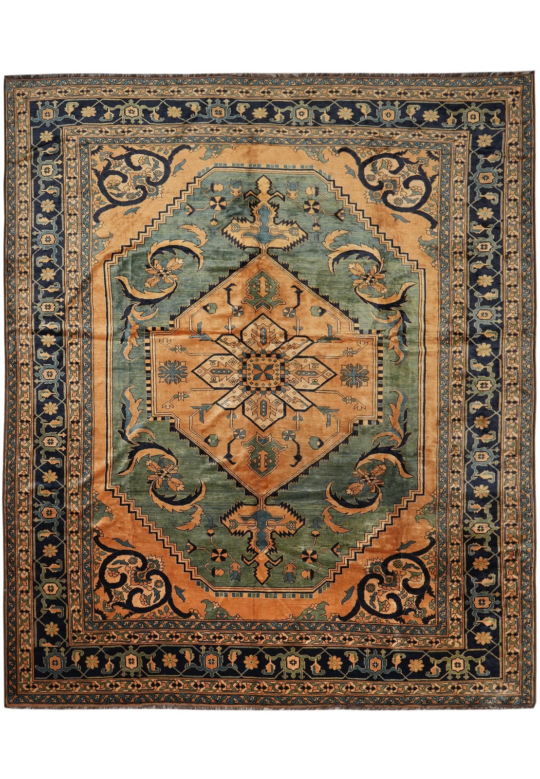 10.6 x 12.8 Hand-Knotted Afghan Chechen Carpet #PIX-15089