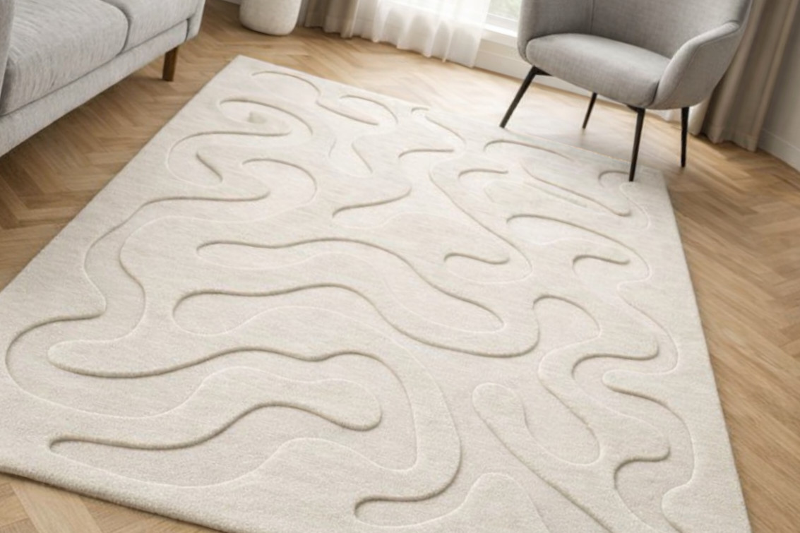 Soft whispers of flowing line in a quiet sunlit living spaces.