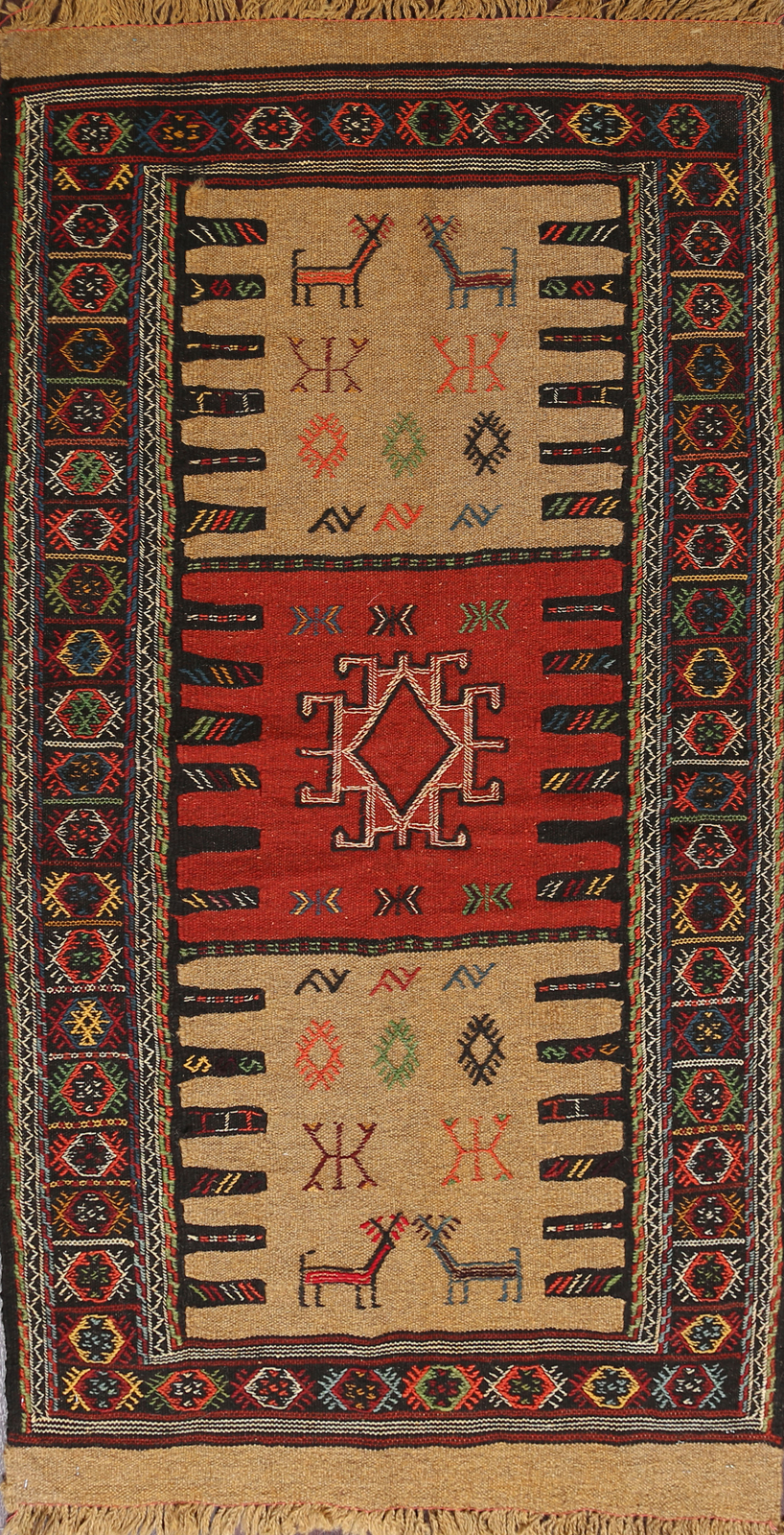 Tribal Geometric Hand-Woven Kilim Area Rug Wool Oriental Home Decor 3’x6′ Carpet