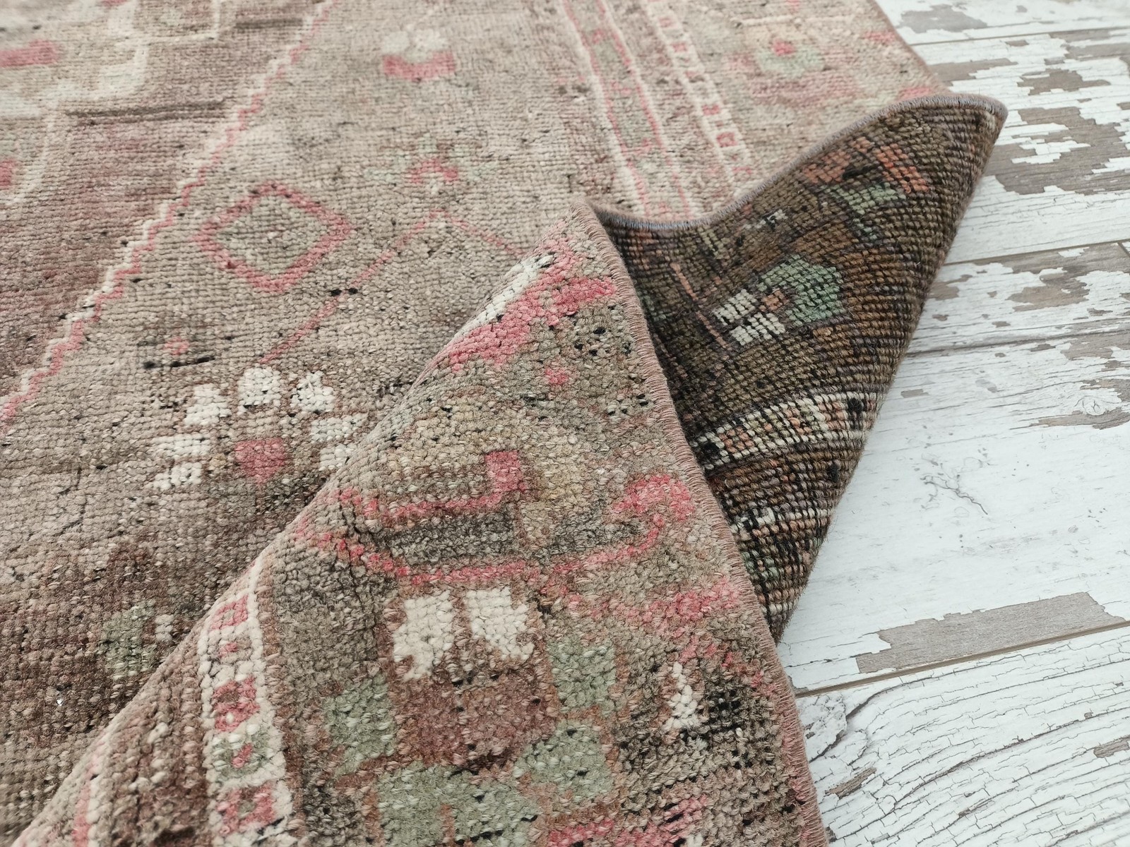 Vintage Oushak Rug Handmade Turkish Wool Area Rug 4.8×8.1 Feet VT140