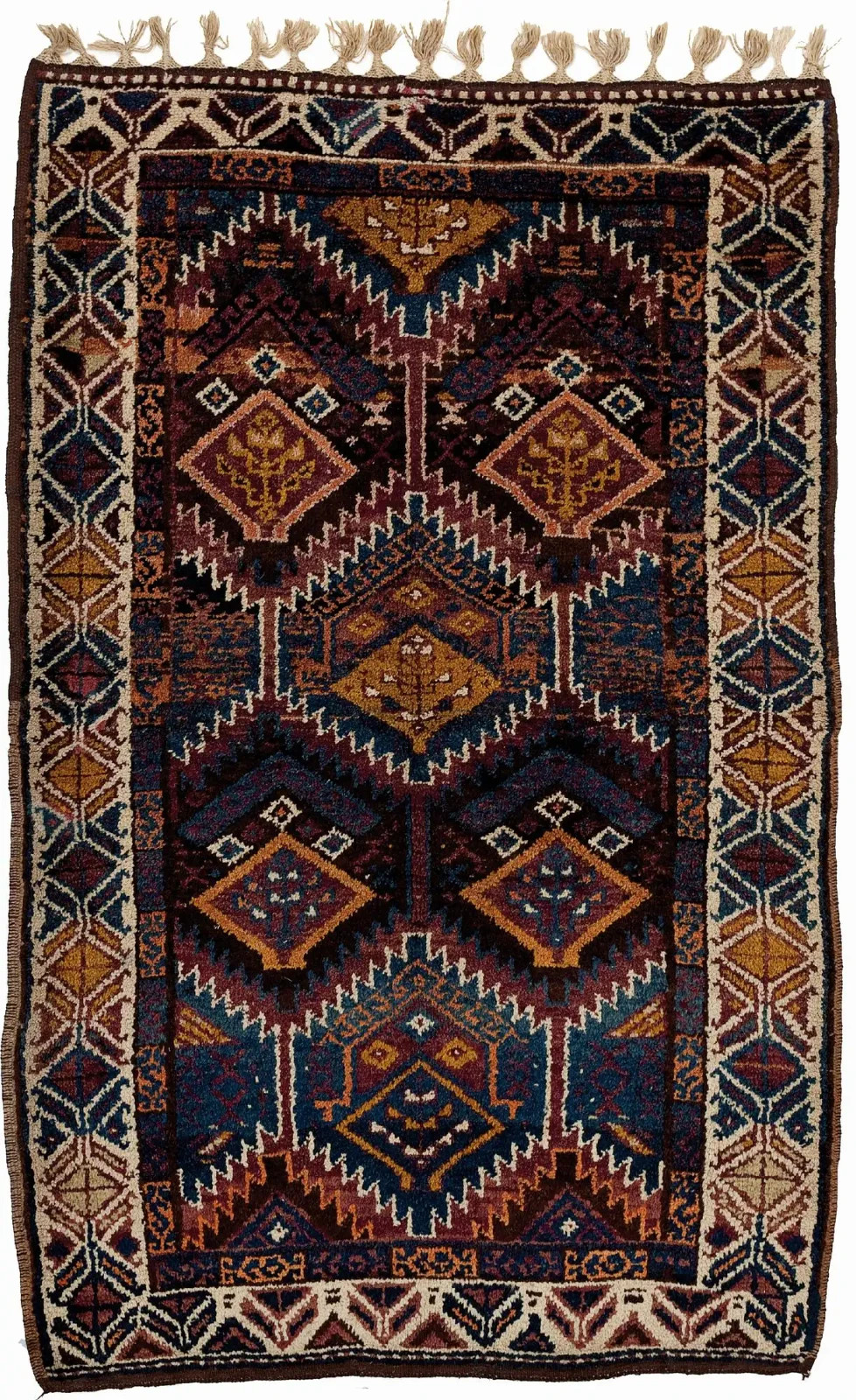 Handmade Moroccan Rug Design Color Beige, Black, Brown, Ivory, Navy Blue, Gold
