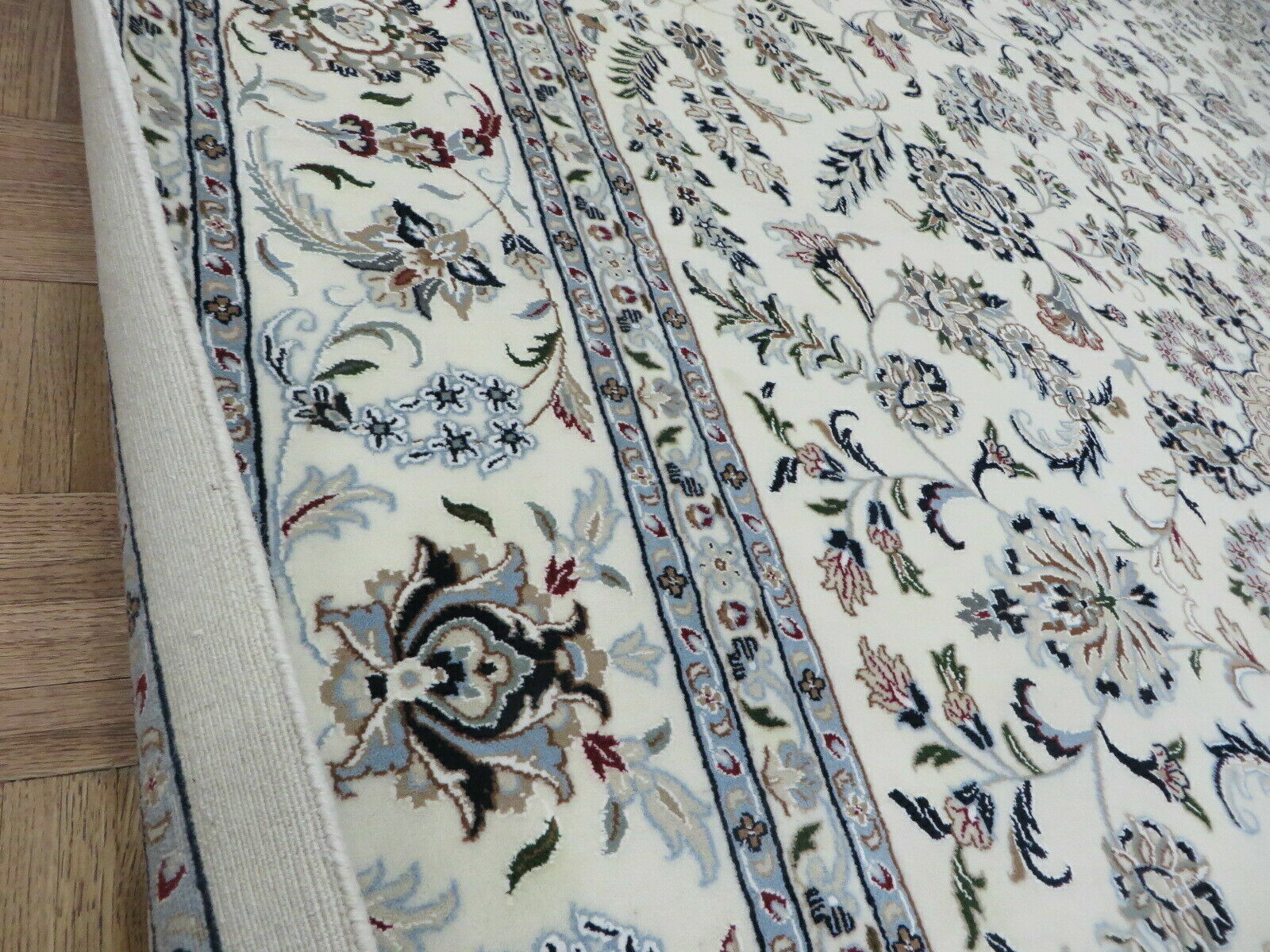 6’6 x 10 Hand Knotted Ivory Fine Nain With Silk Oriental Rug G6582