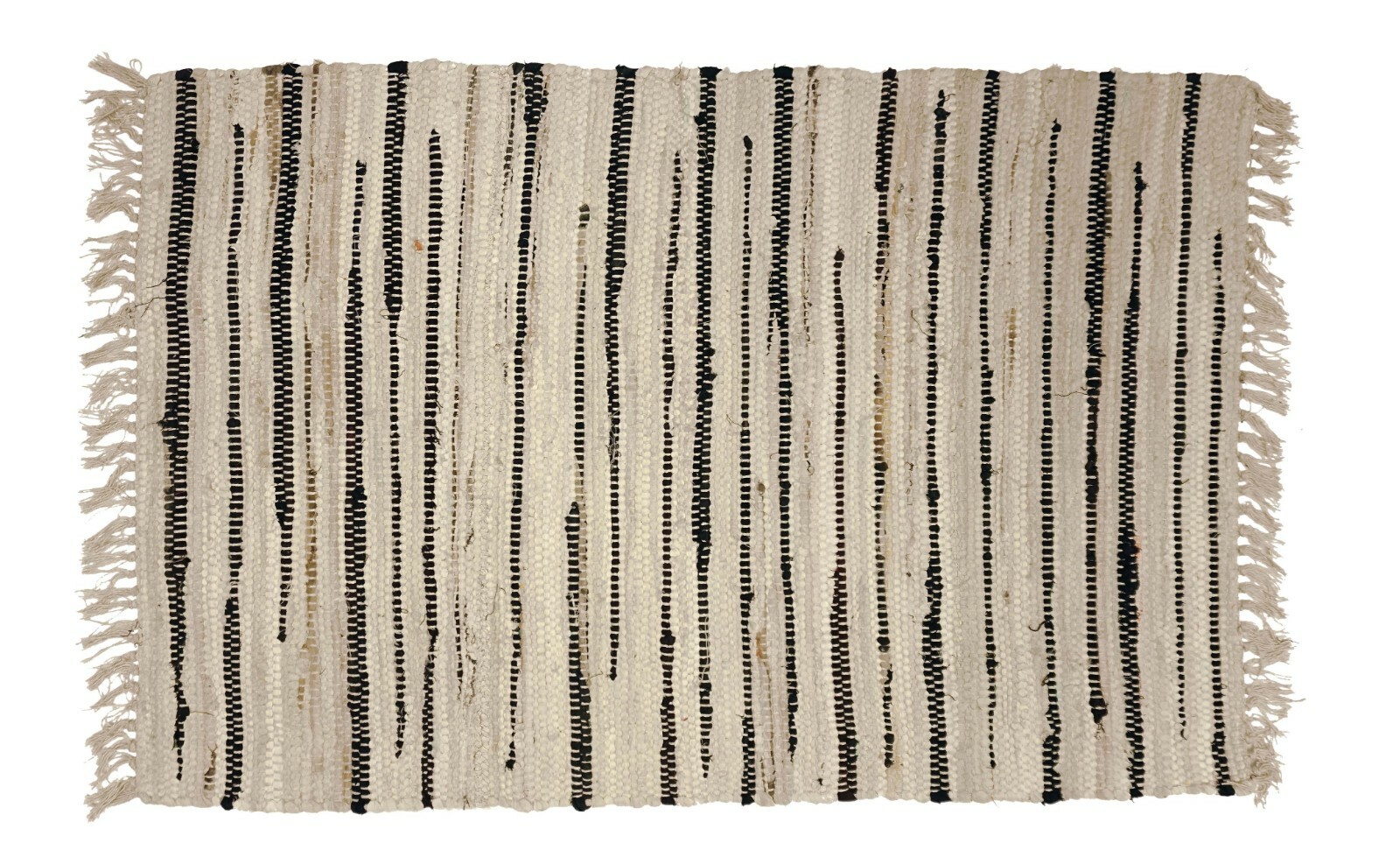 30 x 50 Inch Rag Throw Rug in Neutral Stone Color, 100% Cotton, Hand Woven