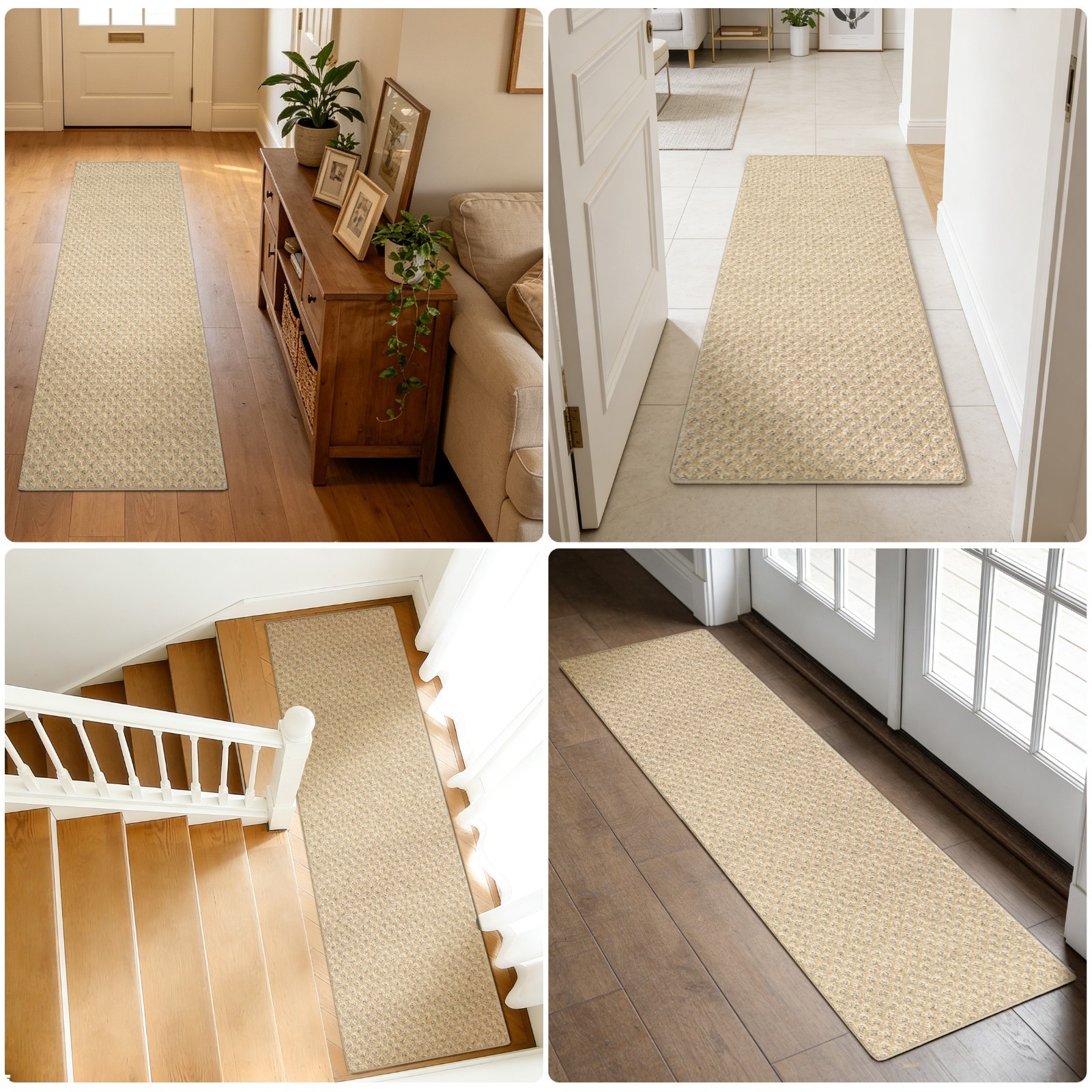 PUREERA Hallway Runner Rug Landing Door Mat Carpet Indoor Self Adhesive Low Pile