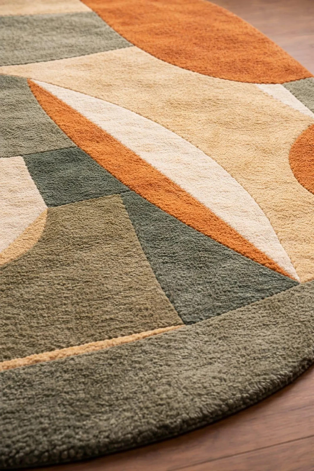 Hand Tufted Wool Area Rug Oval Abstract Area Rug • Earth Tone Modern Carpet 8×12