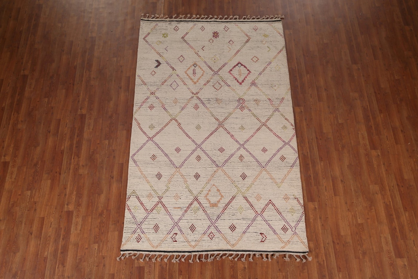 Trellis Moroccan Area Rug 5×9 Hand-knotted Wool Oriental Carpet for Any Room