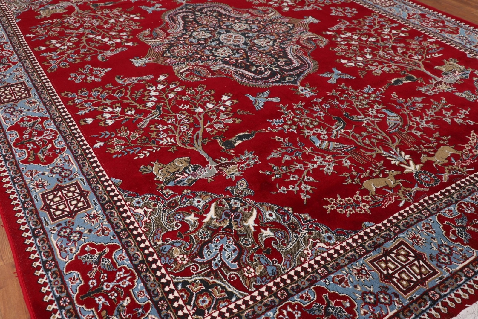 Living Room Turkish Floral Red 10×13 ft Area Rug Soft Pile Carpet