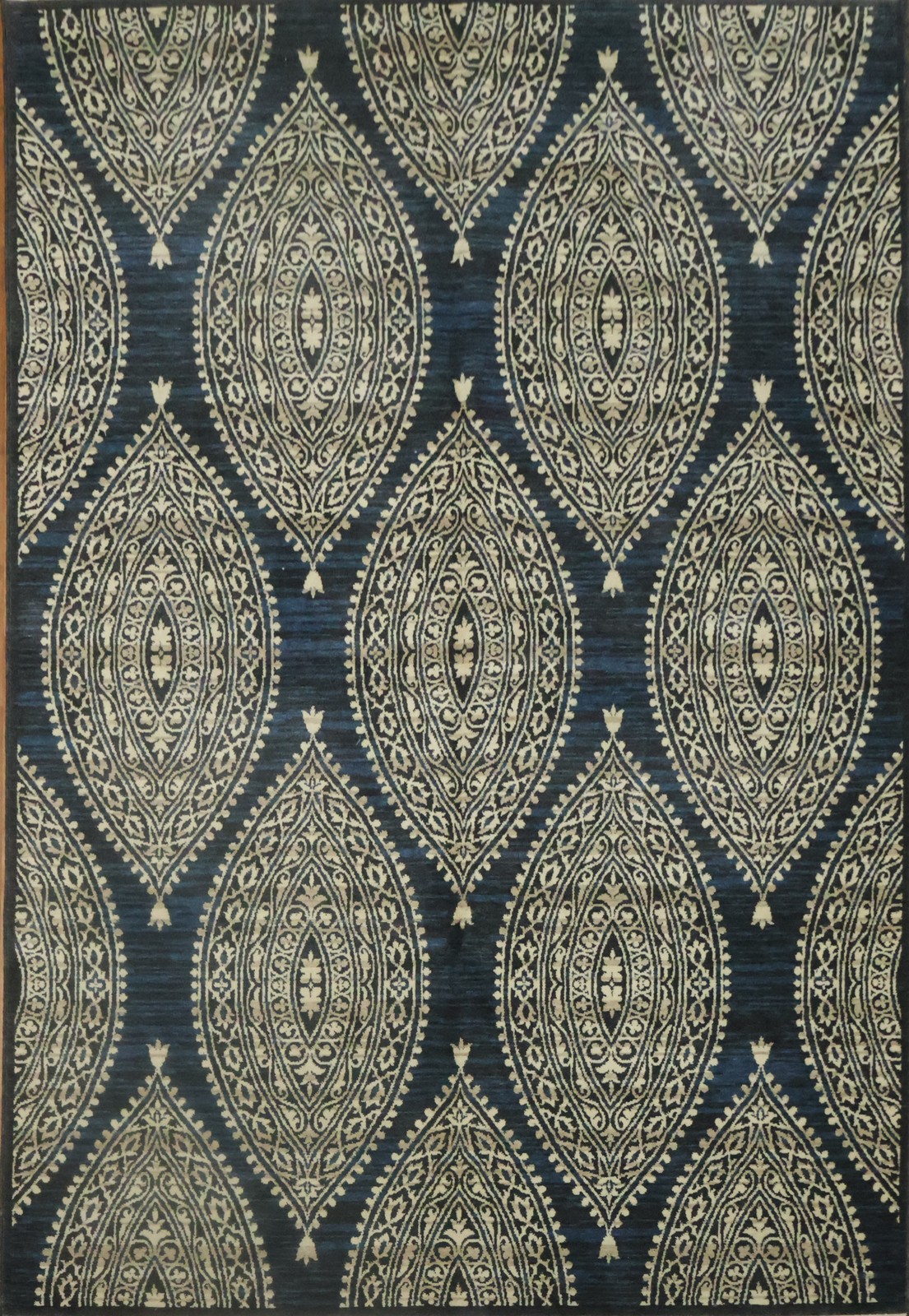 Modern Navy and Gold Rug 6×9 Ft Contemporary Abstract Turkish Wool Carpet