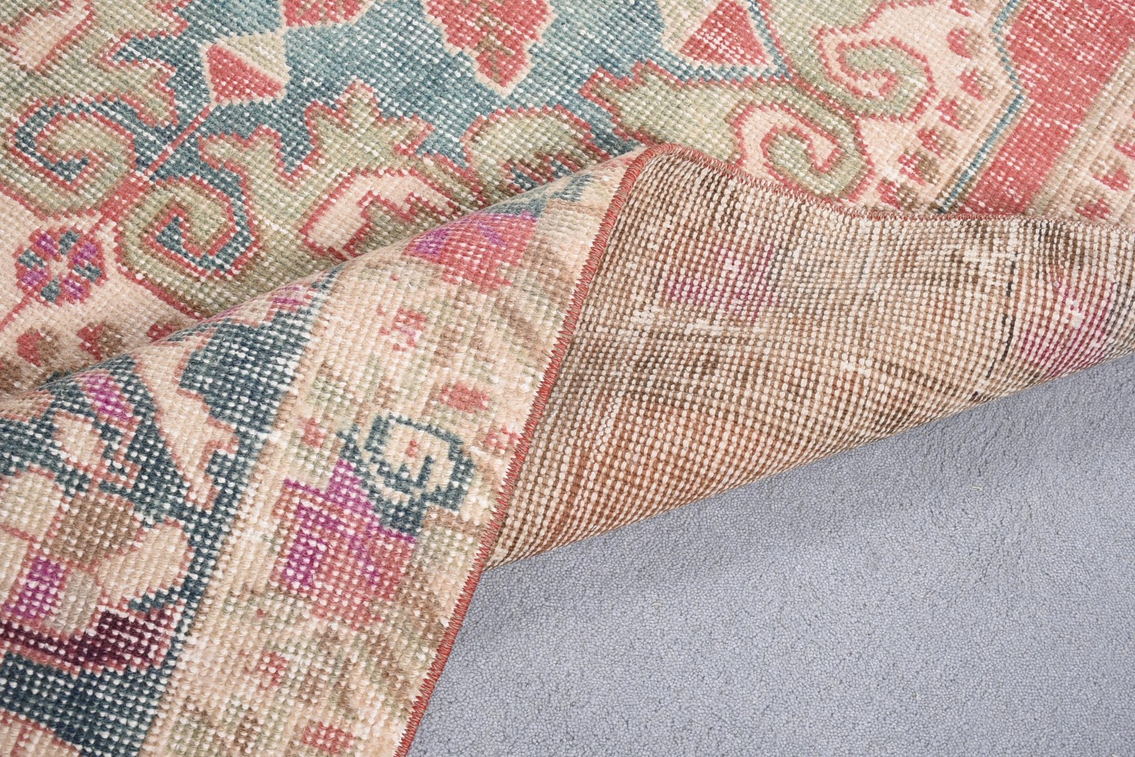 4,2×6,8 ft Rug, Turkish Vintage Rug, Red Blue Animal Print Rug