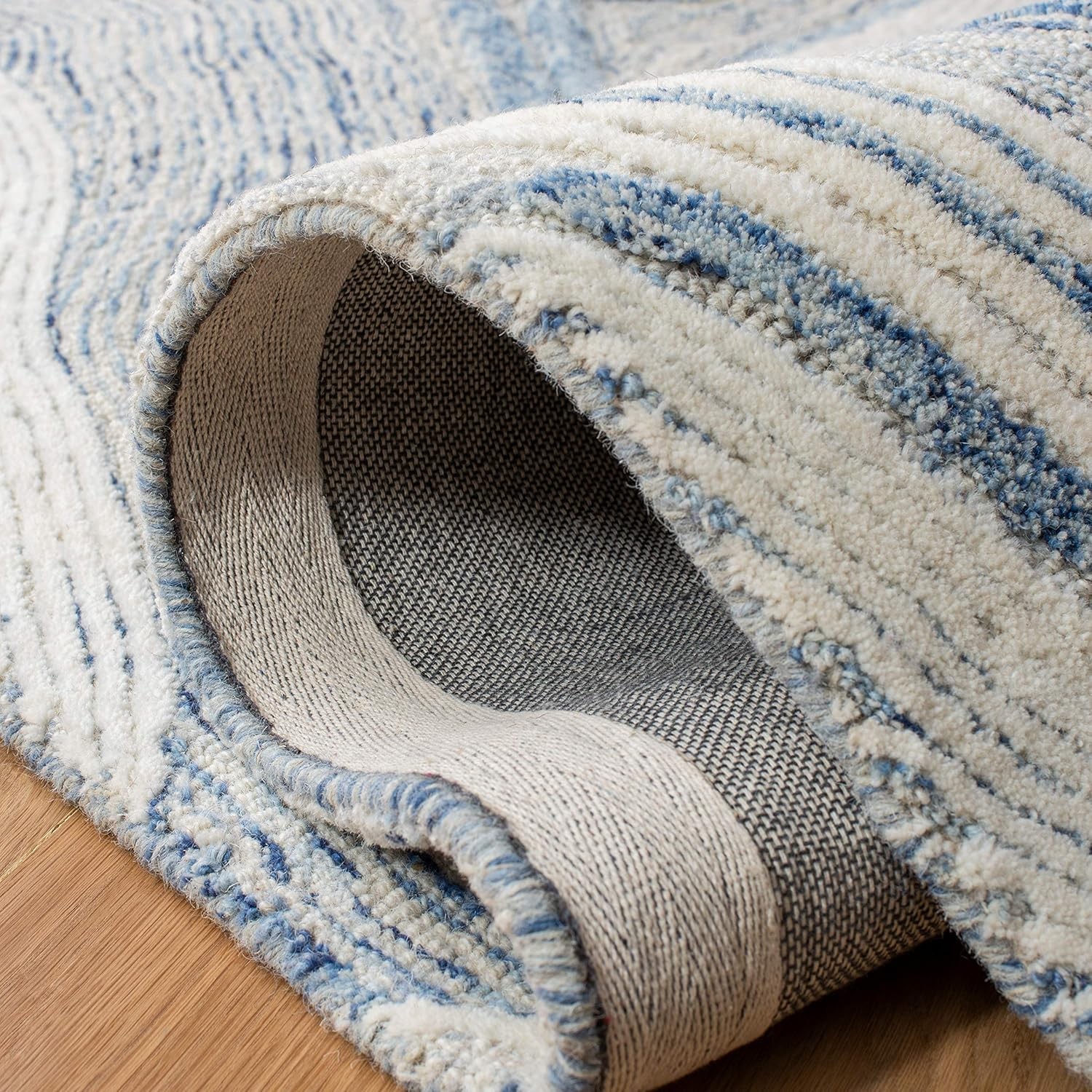 Fifth Avenue Collection 6′ x 9′ Blue/Ivory FTV121M Handmade Mid-Century Modern