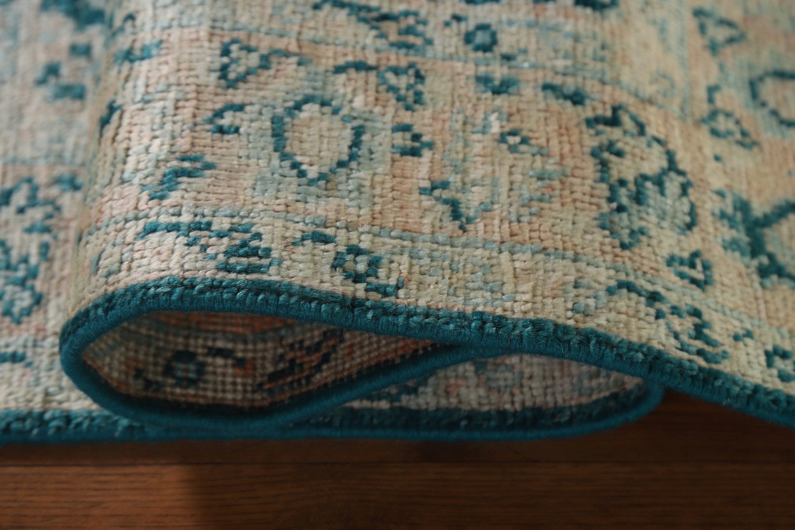 Green / Teal Handmade Vegetable Dye Oushak Turkish Accent Rug 3×4 Ft Floral Rug