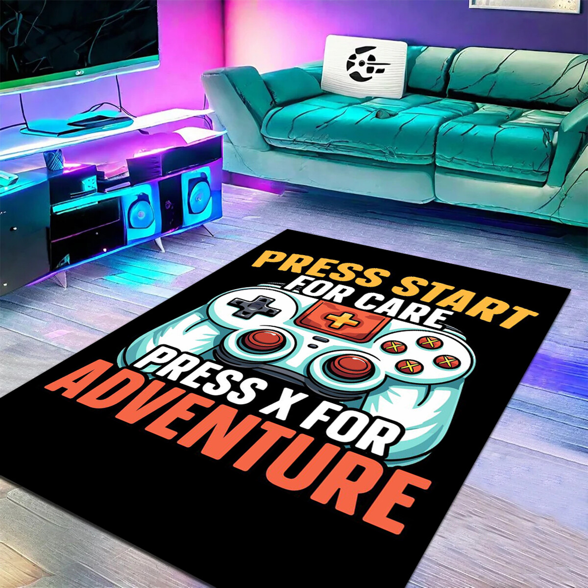 Cartoon Funny Game Controller Printed Gaming Area Rugs for Living Room Carpet
