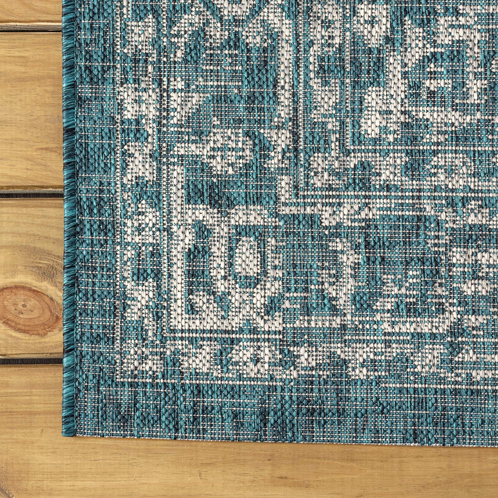 Jonathan Y Boho Medallion Indoor Outdoor Round Area Rug 8 Ft Teal/Gray Malta