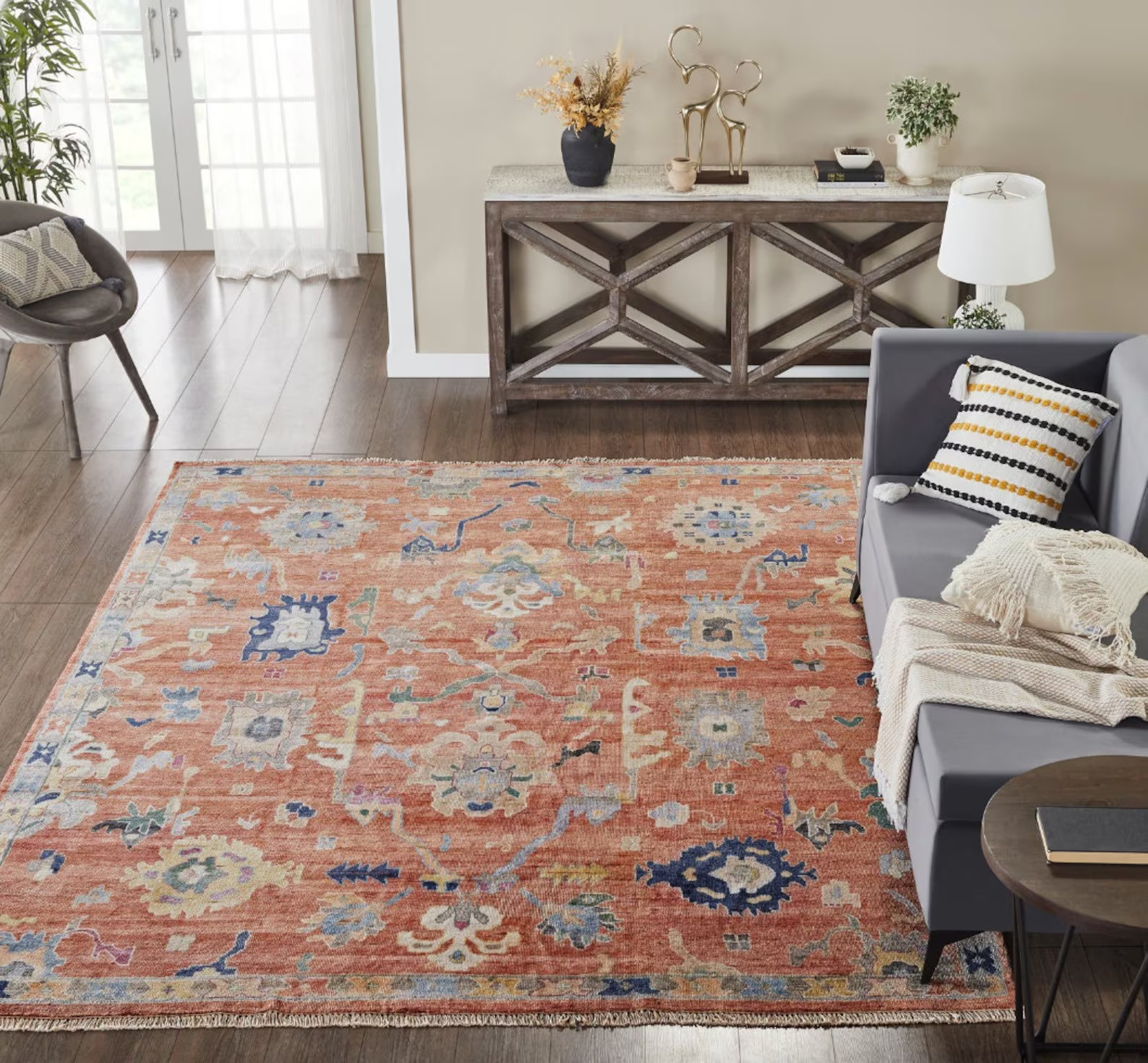 Vegetable Dye Oushak Rug, Contemporary Modern Area Rug, Designer Area Rug K1