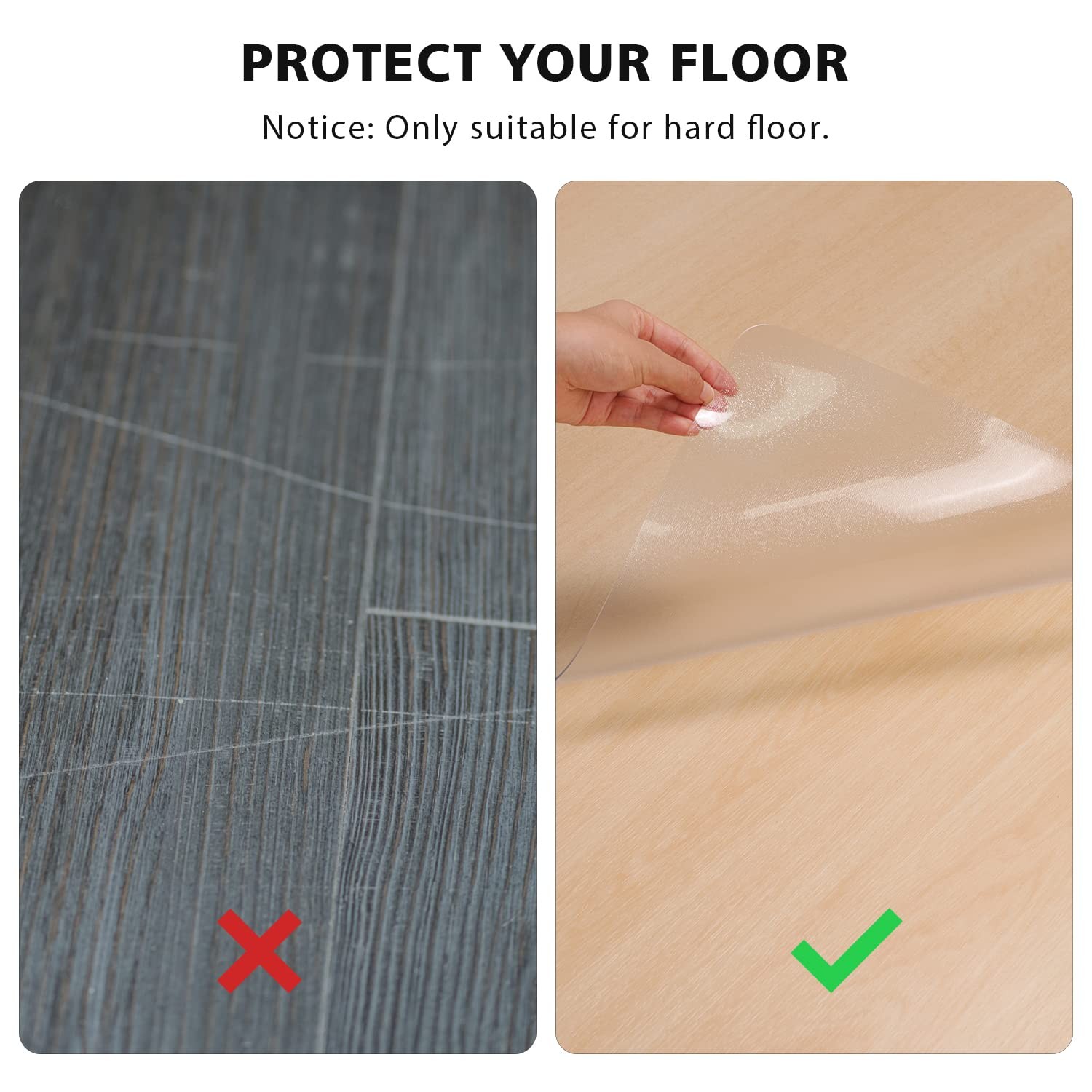 Furkit Clear Floor Mat For Home 58 Large Non-Slip Plastic Rug For Under Kitchen