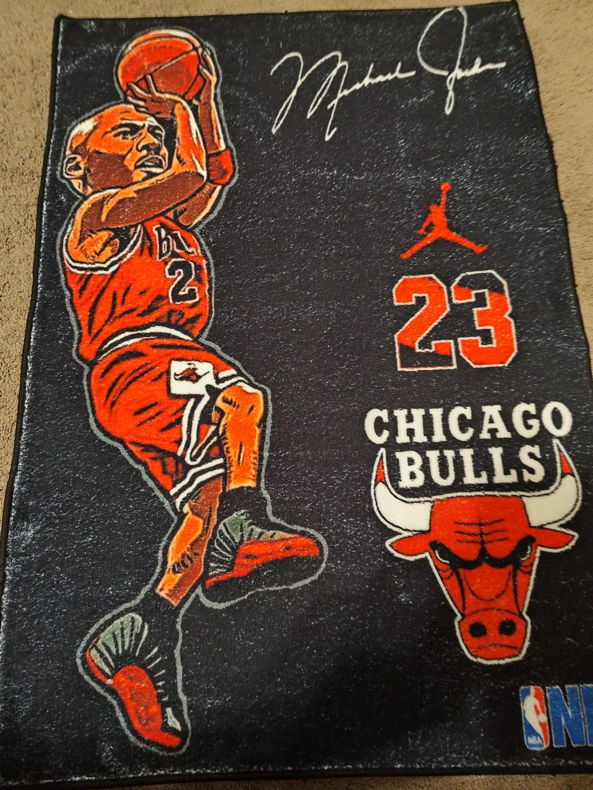 Chicago Bulls Basketball Graphic Area Rug Rectangle Black Red White