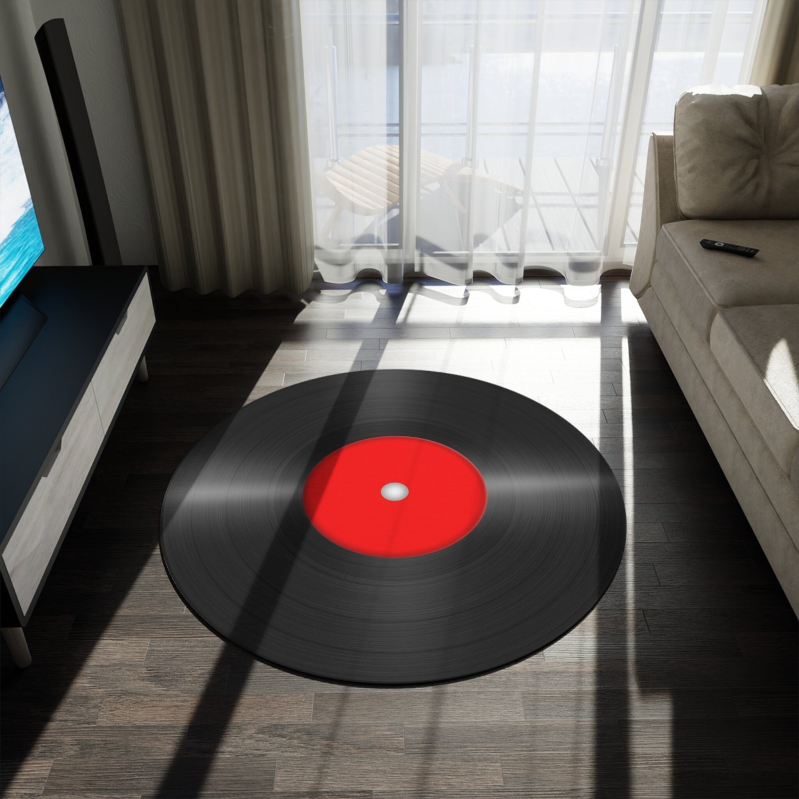 Vinyl Record Round Rug, Record Player Gift, 70s 80s Home Decor, Music Room Decor