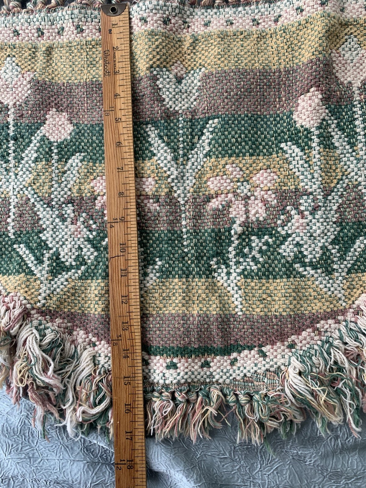 Vintage Retro Semi Circle Woven Tulip Pattern With Fringe Entryway Rug