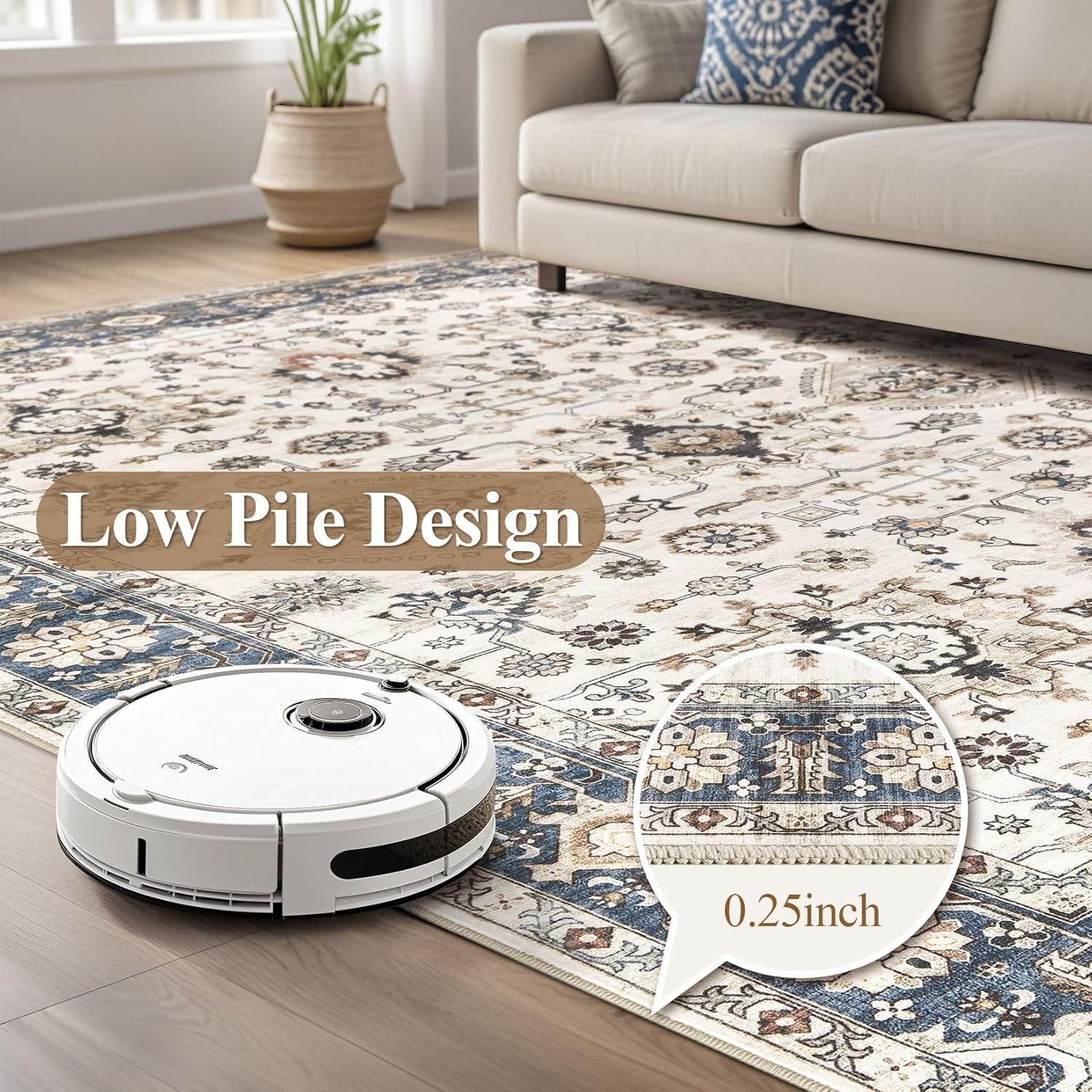 Area Rugs for Living Room: 5X7 Washable Rug Vintage Pattern Large Non-Slip Stain