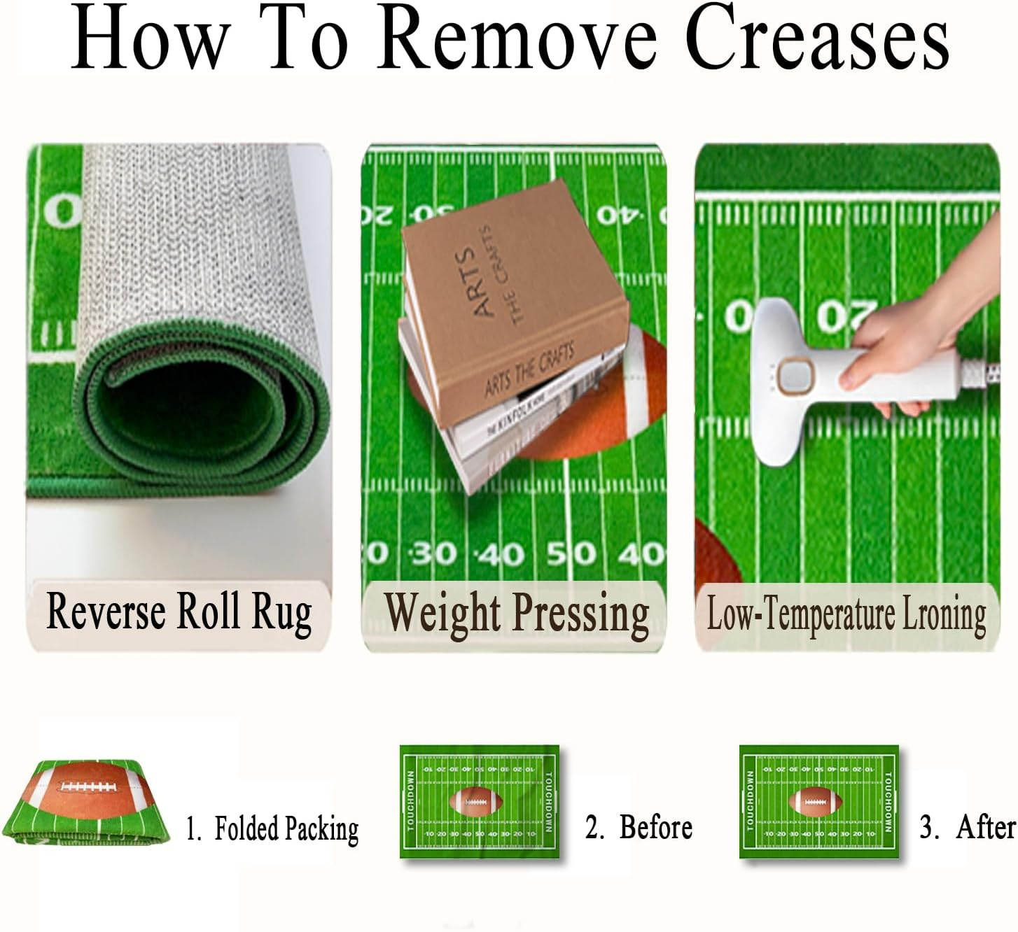 Football Field 5×7 Rug – Soft Sports Area Rug for Boys Room & Playroom Decor