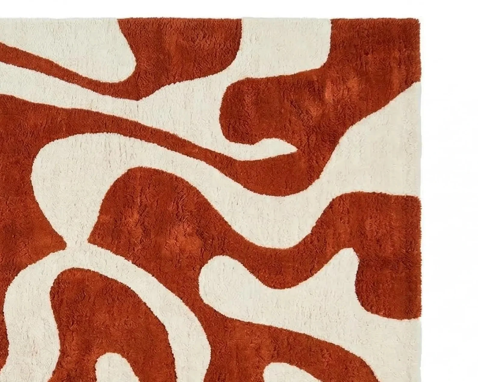 Modern Burnt Orange Wave Pattern Hand Tufted Wool Area For Living Room Rugs