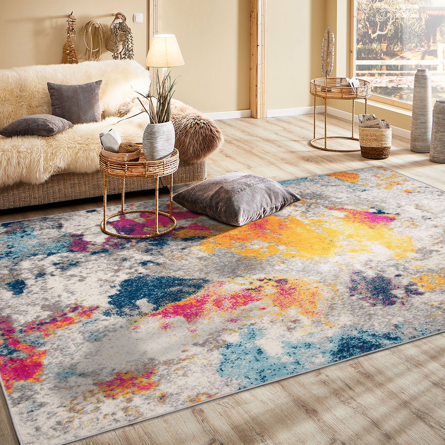 Rugshop Area Rugs Abstract Contemporary Multi Coloured Rug Living Room Rugs 5×7