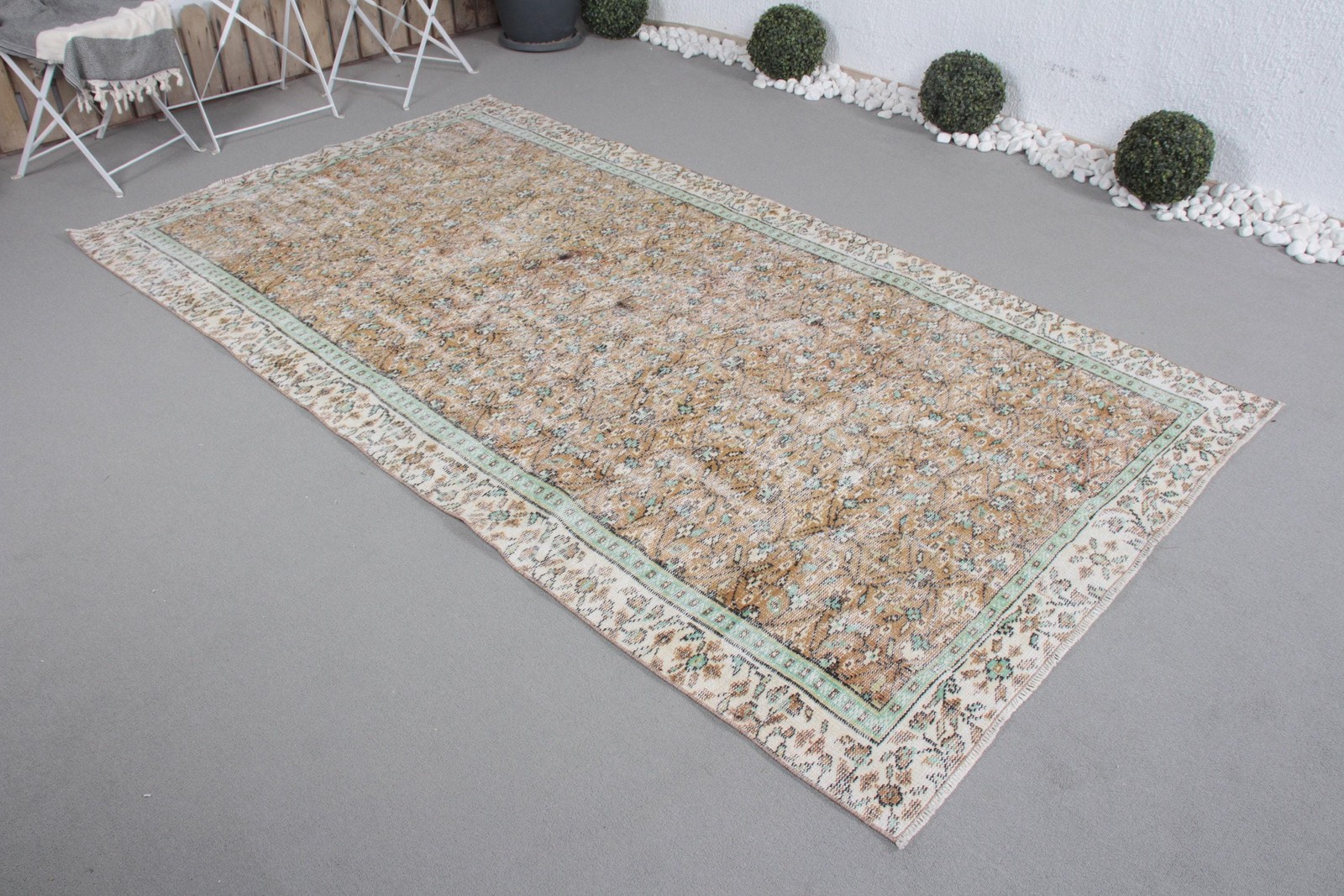 4,8×8,7 ft Large Turkish Rug, Beige Floral paisley Vintage Rug