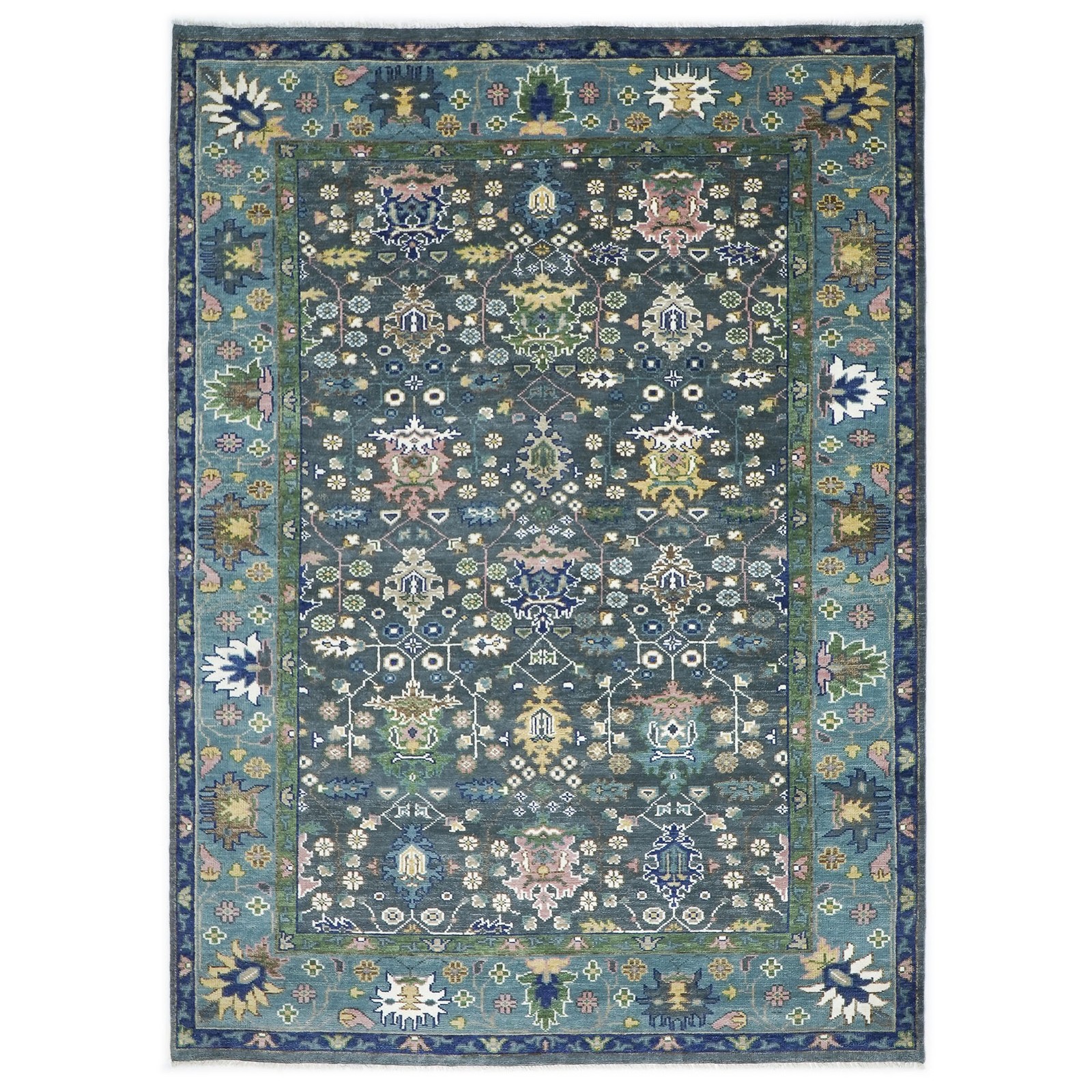 10’2″x13’11” Hand Knotted Wool Blue Oushak Arts & Crafts Rug