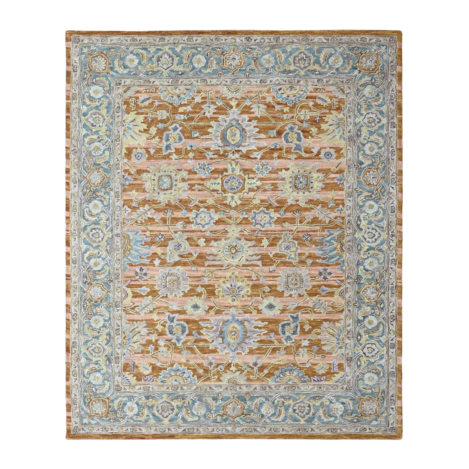 loomBloom Multi Sizes Orange Hand Tufted Handmade Modern Floral Wool Area Rug