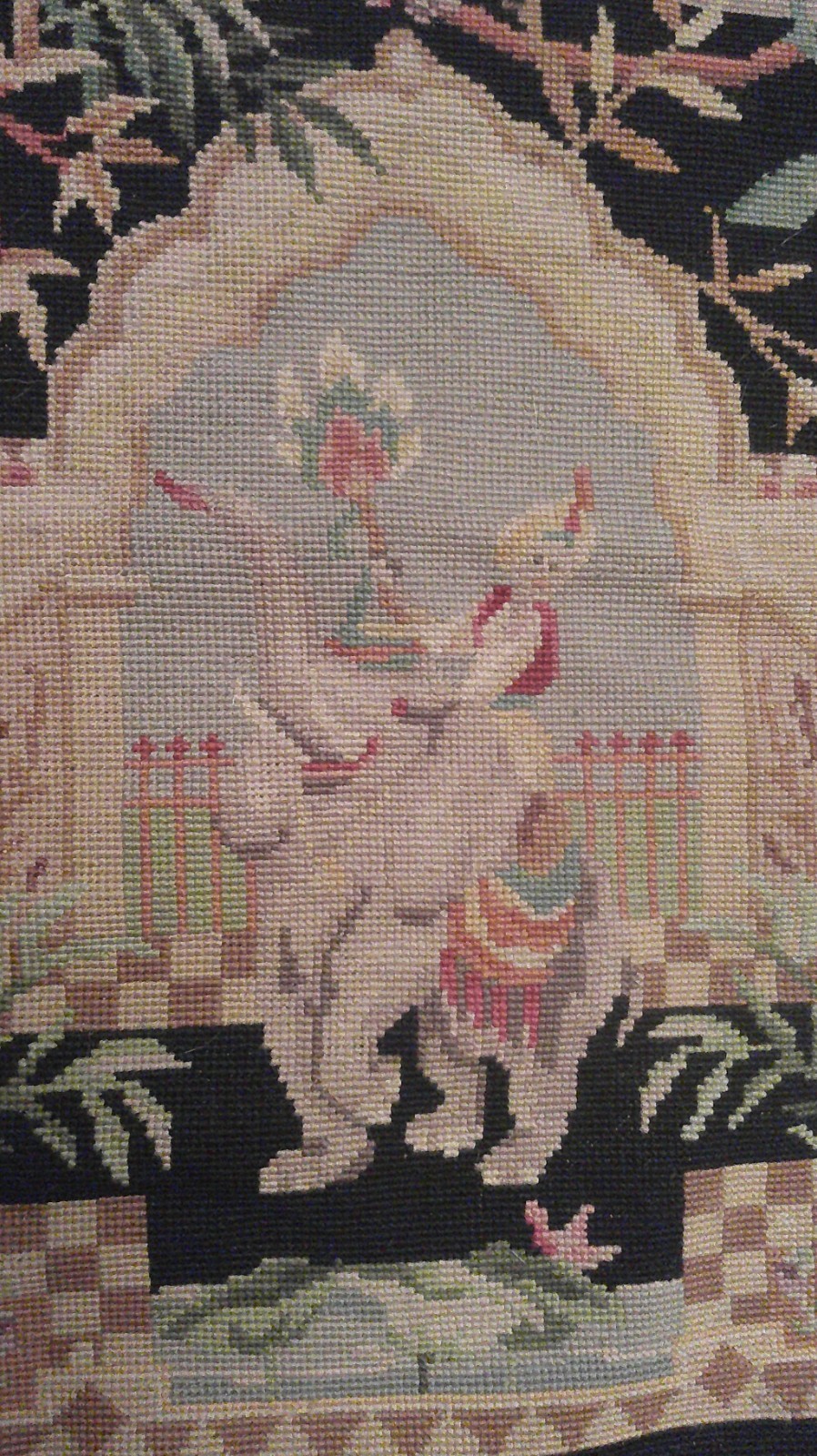 Aubusson Needlepoint Rug Elephants Monkeys People 68½ x 44