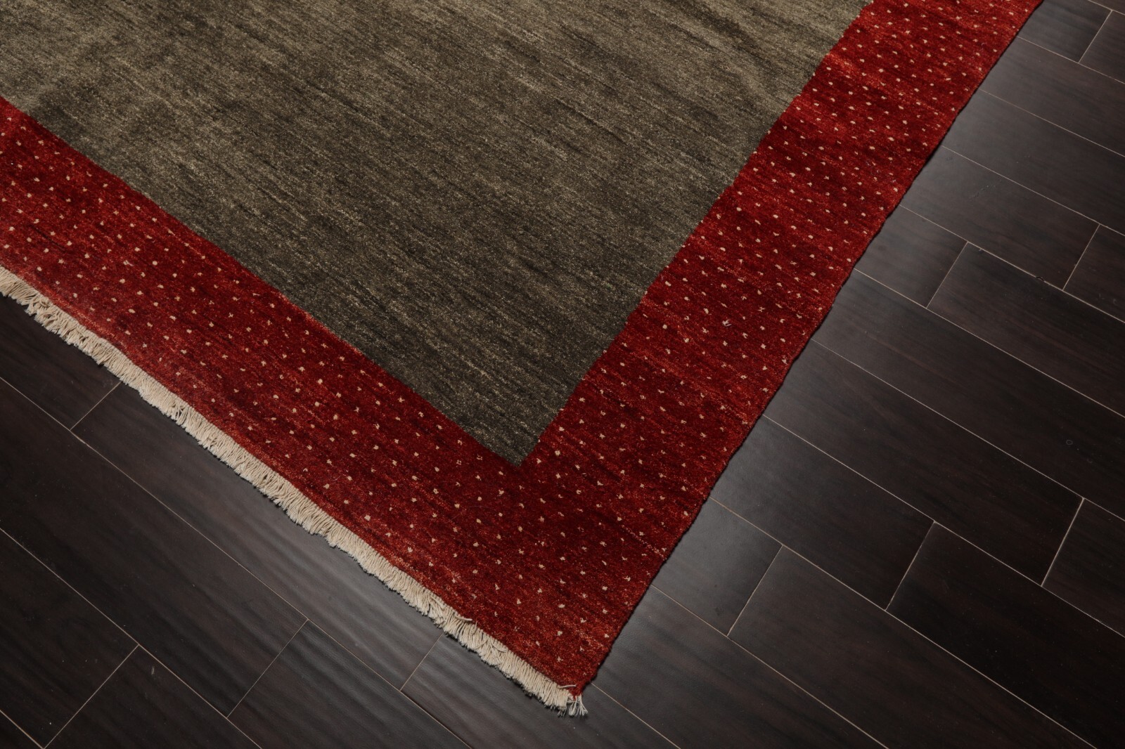 Square Gabbehh Peshawar Modern Hand Knotted Wool Area Rug Mossy Gray 8’4″ x 8’4″