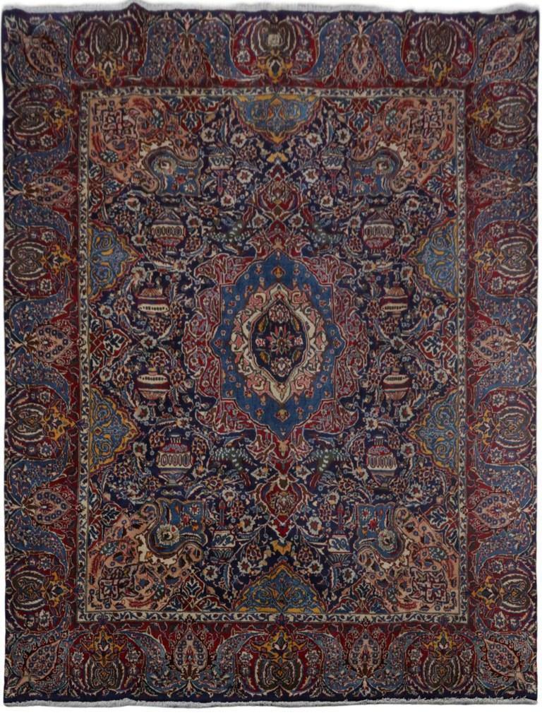 10′ x 13′ Navy Blue Handmade Perssiaan Signed Kashmar Rug 81143