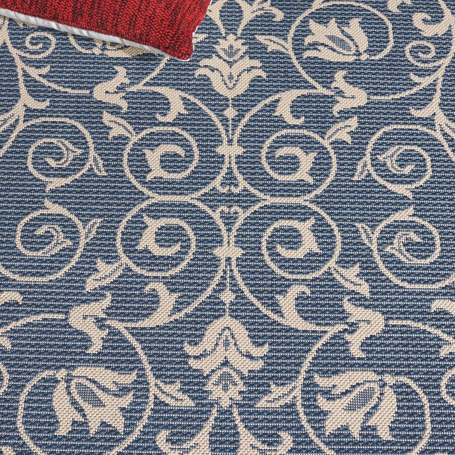 SAFAVIEH Washable Rug Outdoor Courtyard Collection – 2’3″ X 10′ Runner, Blue & N