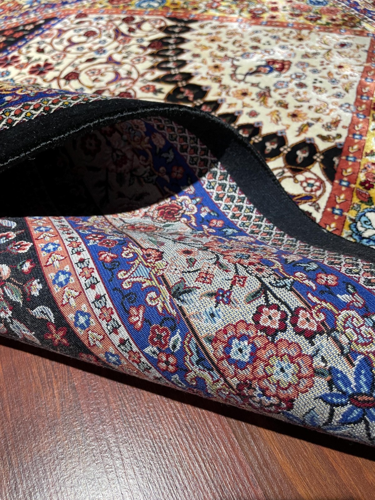 3×4 ft Floral Black Silk Prayer Rug Muslim Gift Rug Janamaz Prayer Mat