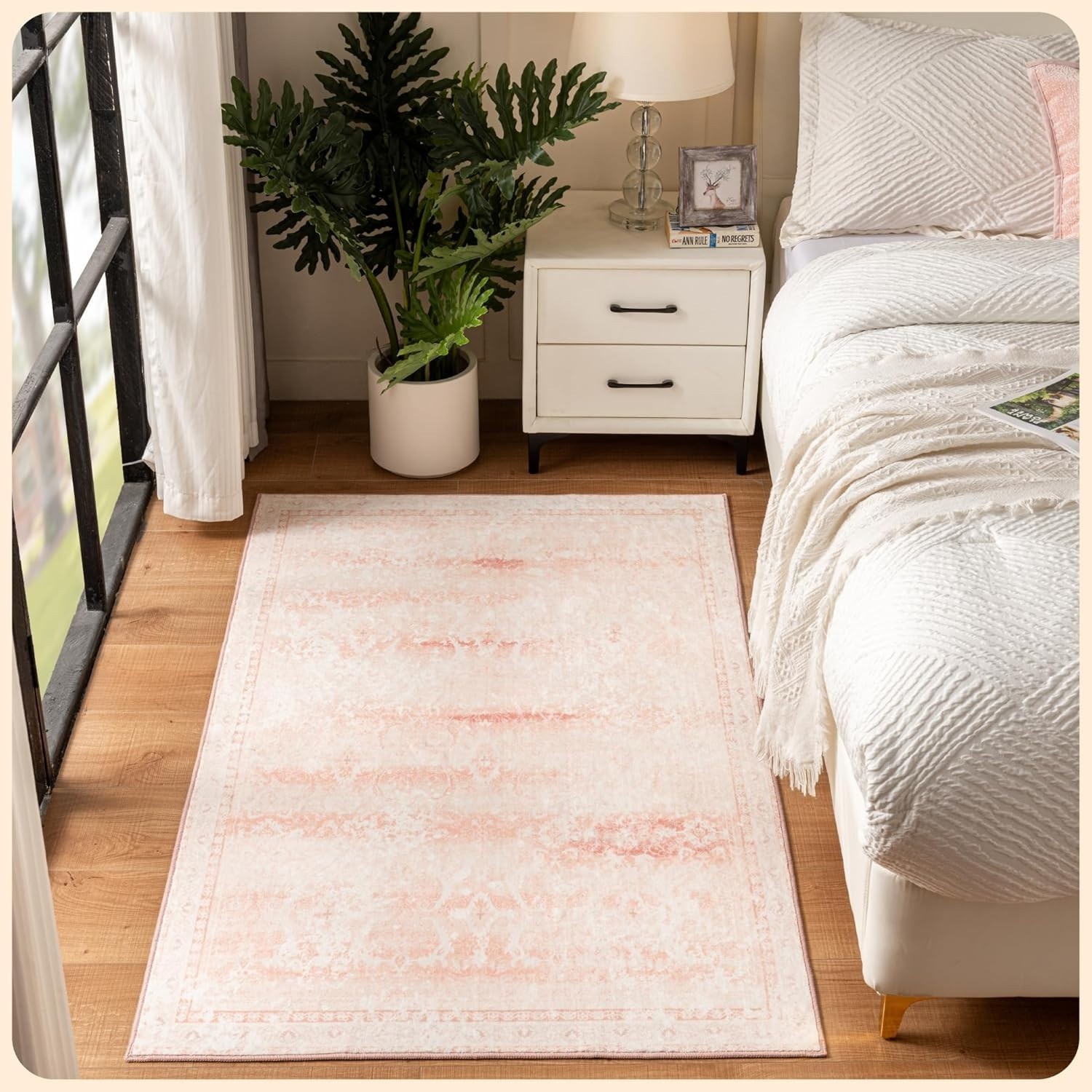 Istana 3×5 Area Rug – Pink Modern Rugs for Living Room 3×5 – Foldable Rugs for B