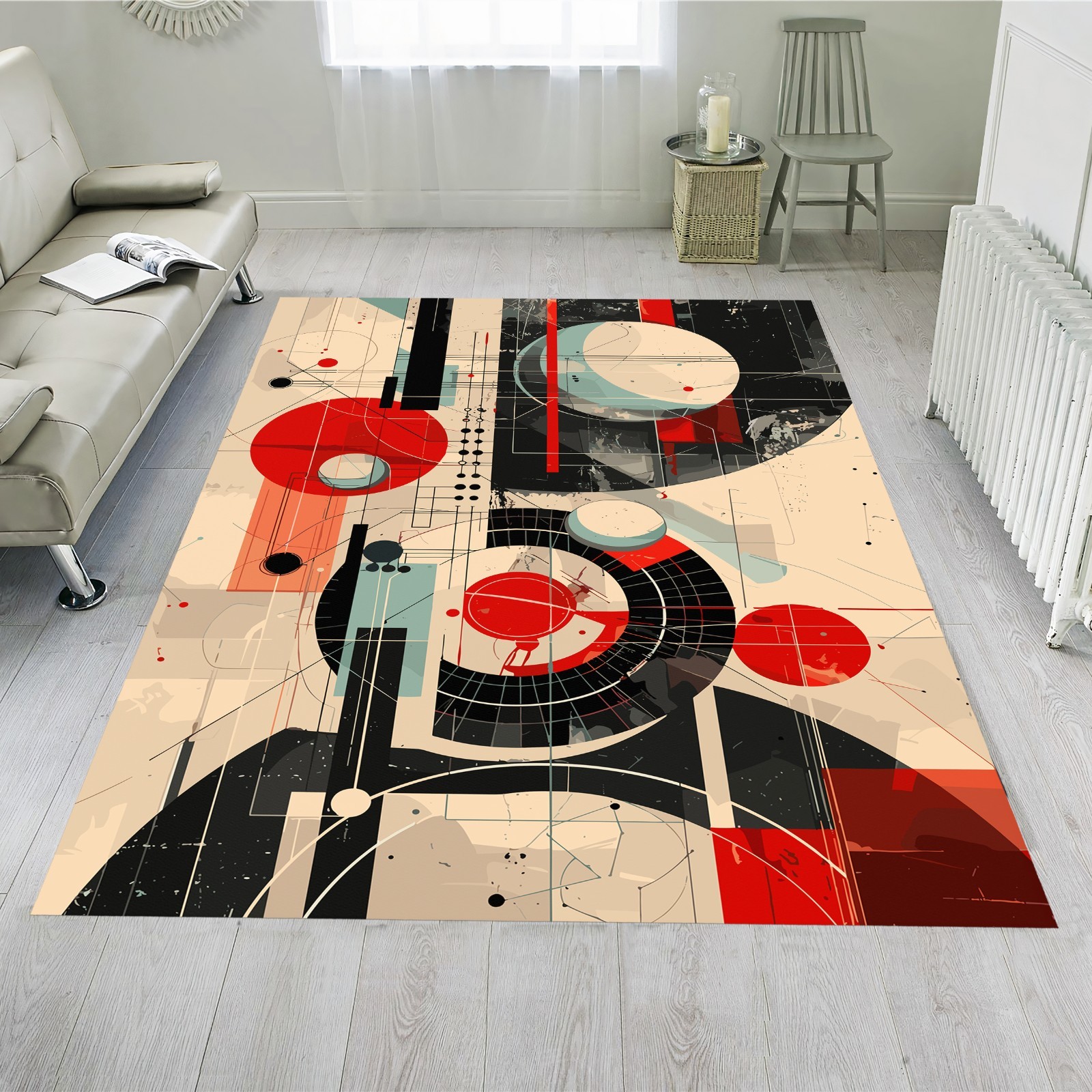 Abstract rug, minimalist rug, modern rug, art rug, mid century rug