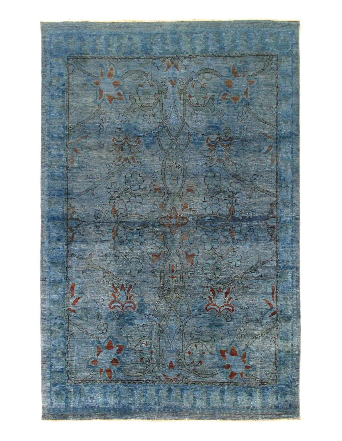 Overdyed Blue Hand Knotted Area Rug 5’6” X 8’9”