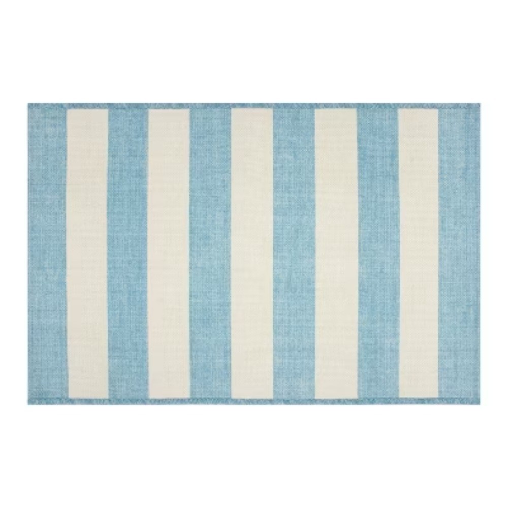 24″x36″ Boxwood Cabana Striped Accent Rug Blue/White