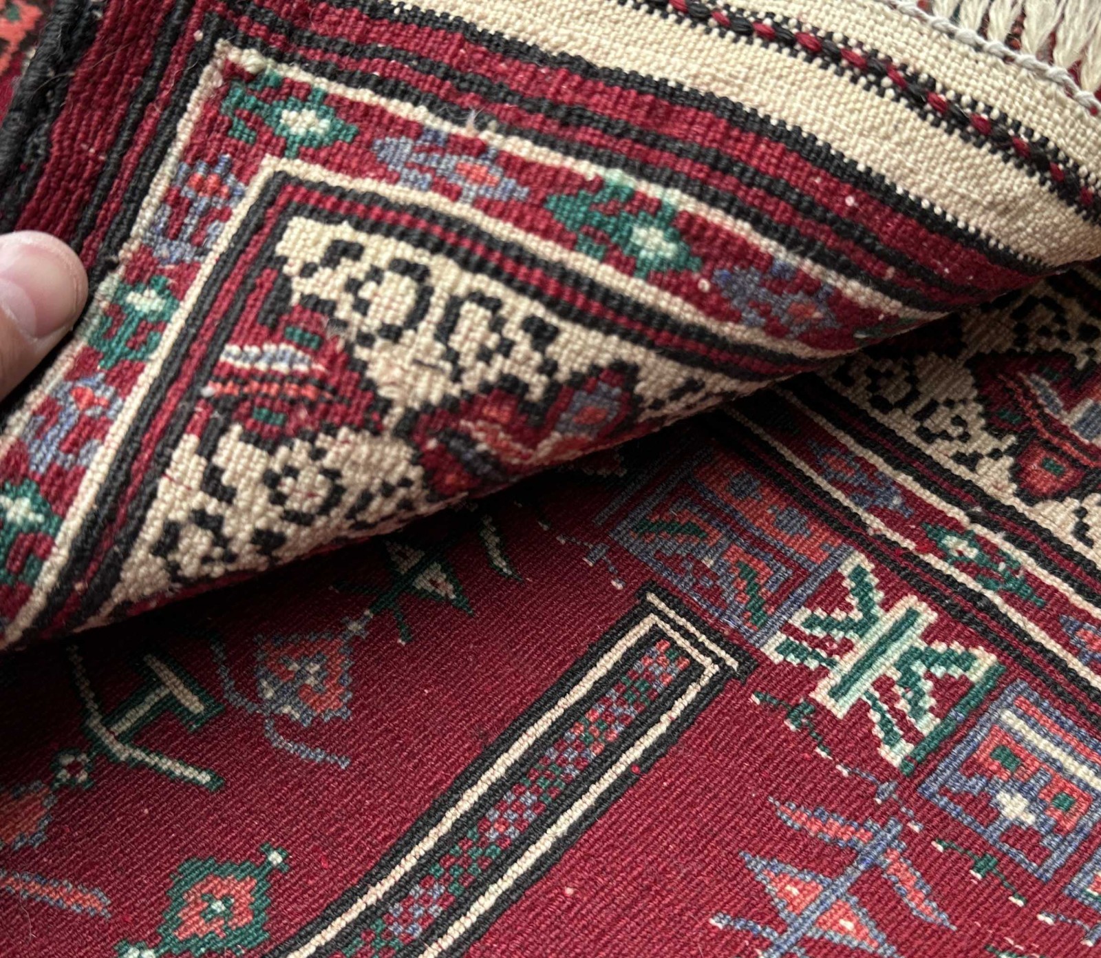 3×4 Afghan Baluchi Rug Handmade Wool Prayer Rug Beljik Fine Red Blue Tribal Rug