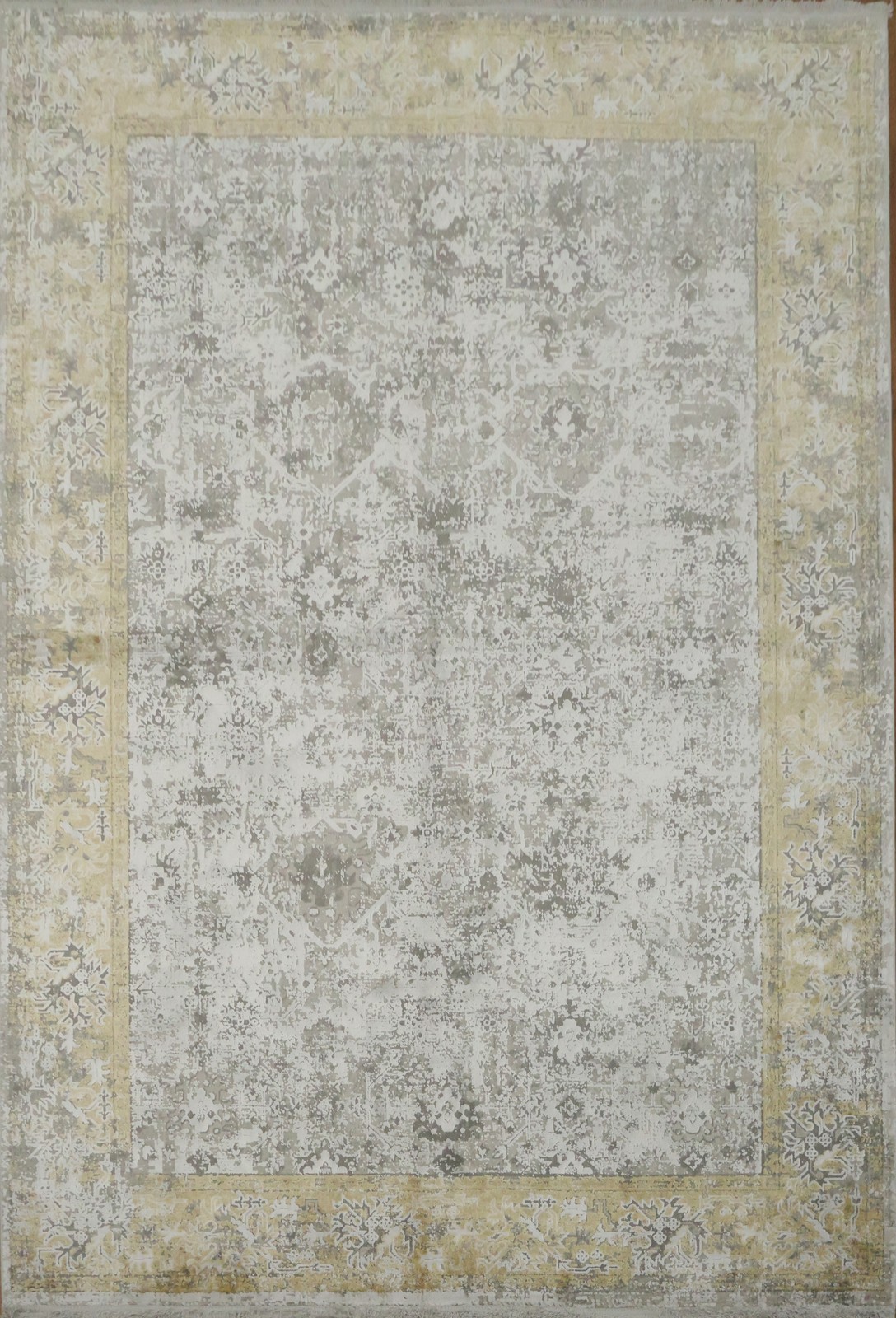 Vintage Look Gray and Gold Area Rug 5×8 Ft Contemporary Modern Turkish Carpet