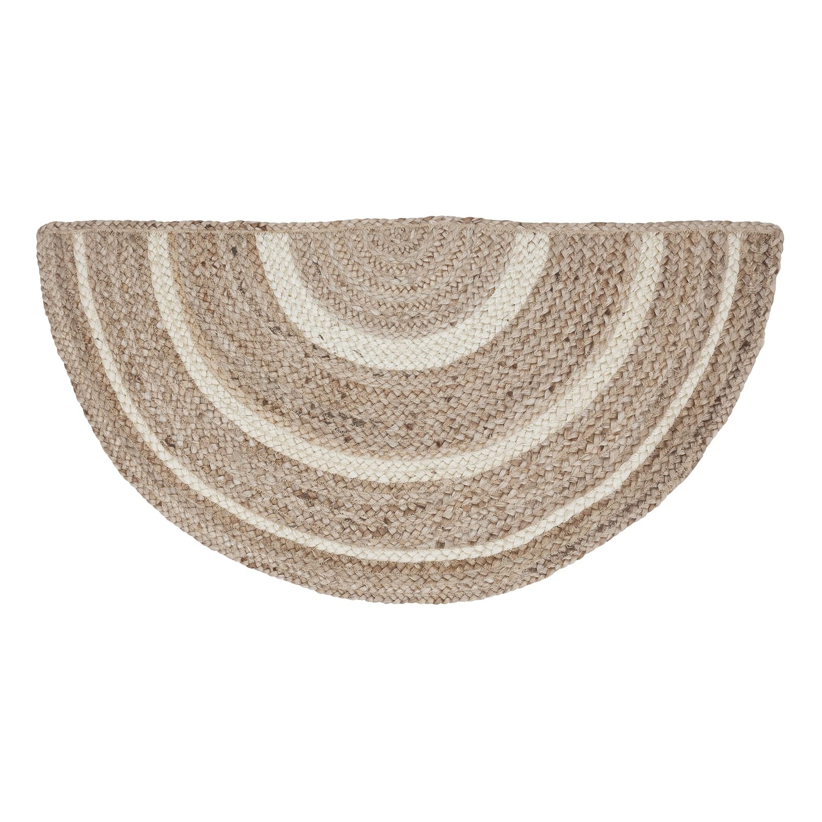 Jute Rug Half Circle, Natural and Crème, 16.5×33