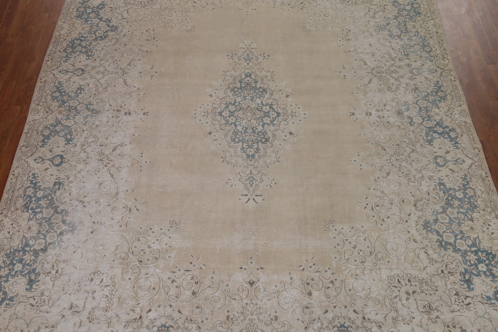 Muted Semi Antique Traditional Kirman Area Rug Distressed Handmade Carpet 10×13