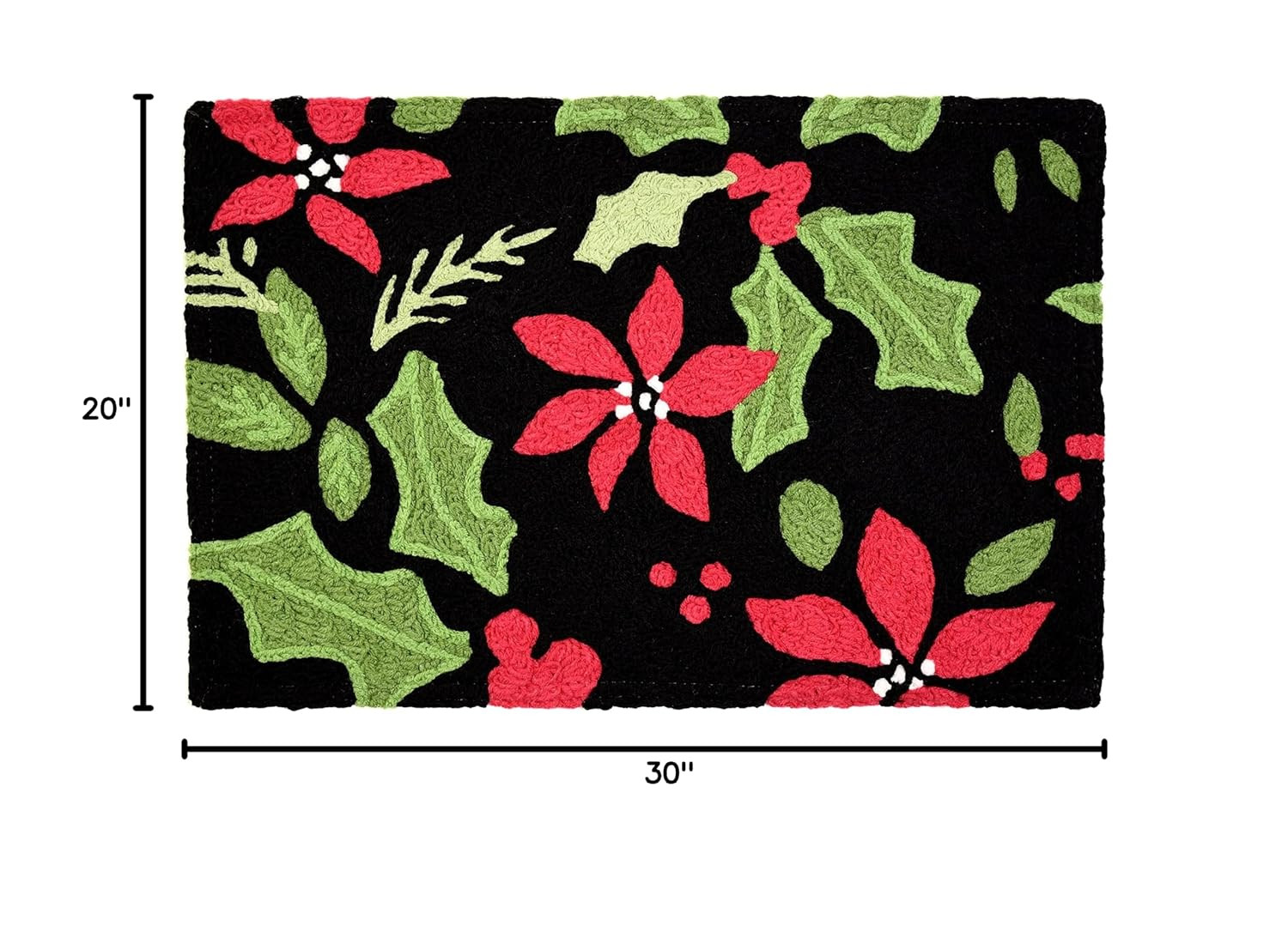 Poinsettia & Holly Indoor/Outdoor Comfort Rug 20″X30″ Rectangle Mat